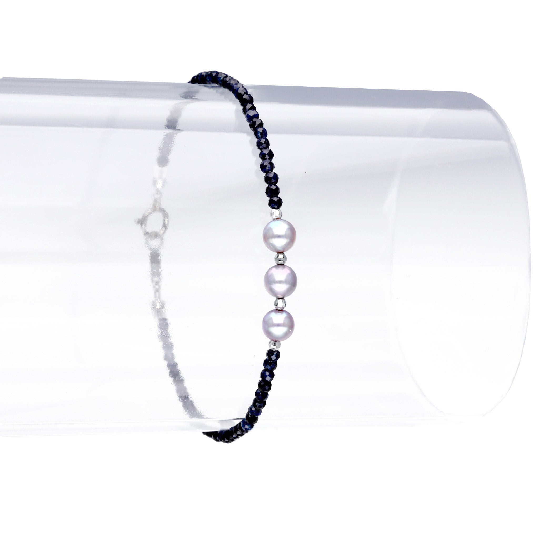 パール/サファイア プラチナブレスレット(アコヤ真珠/約5mm)《25T10225》