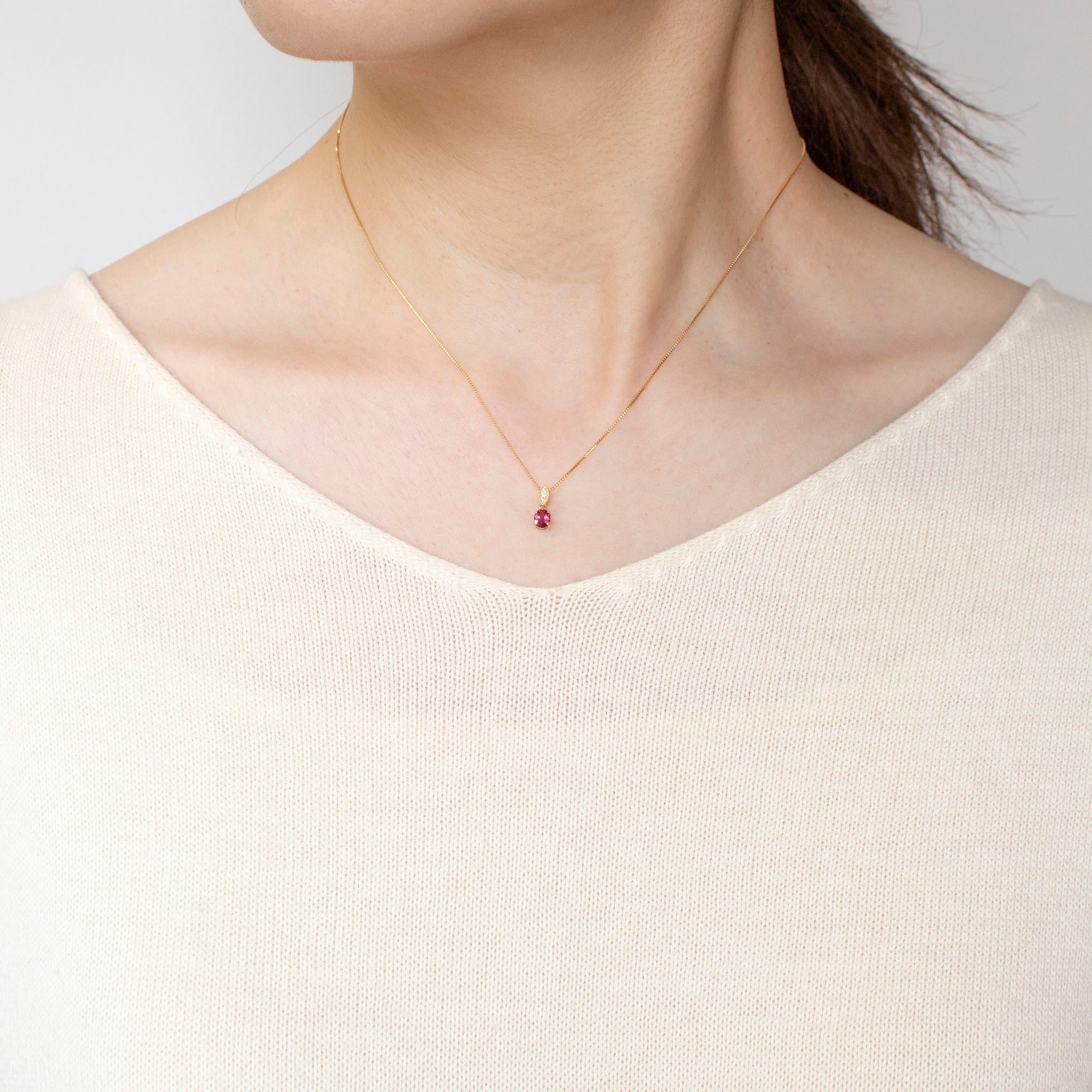 【限定1点】ルビー/ダイヤモンド K18ネックレス(非加熱ピジョンブラッド/7月誕生石/鑑別書付)《25T10226》