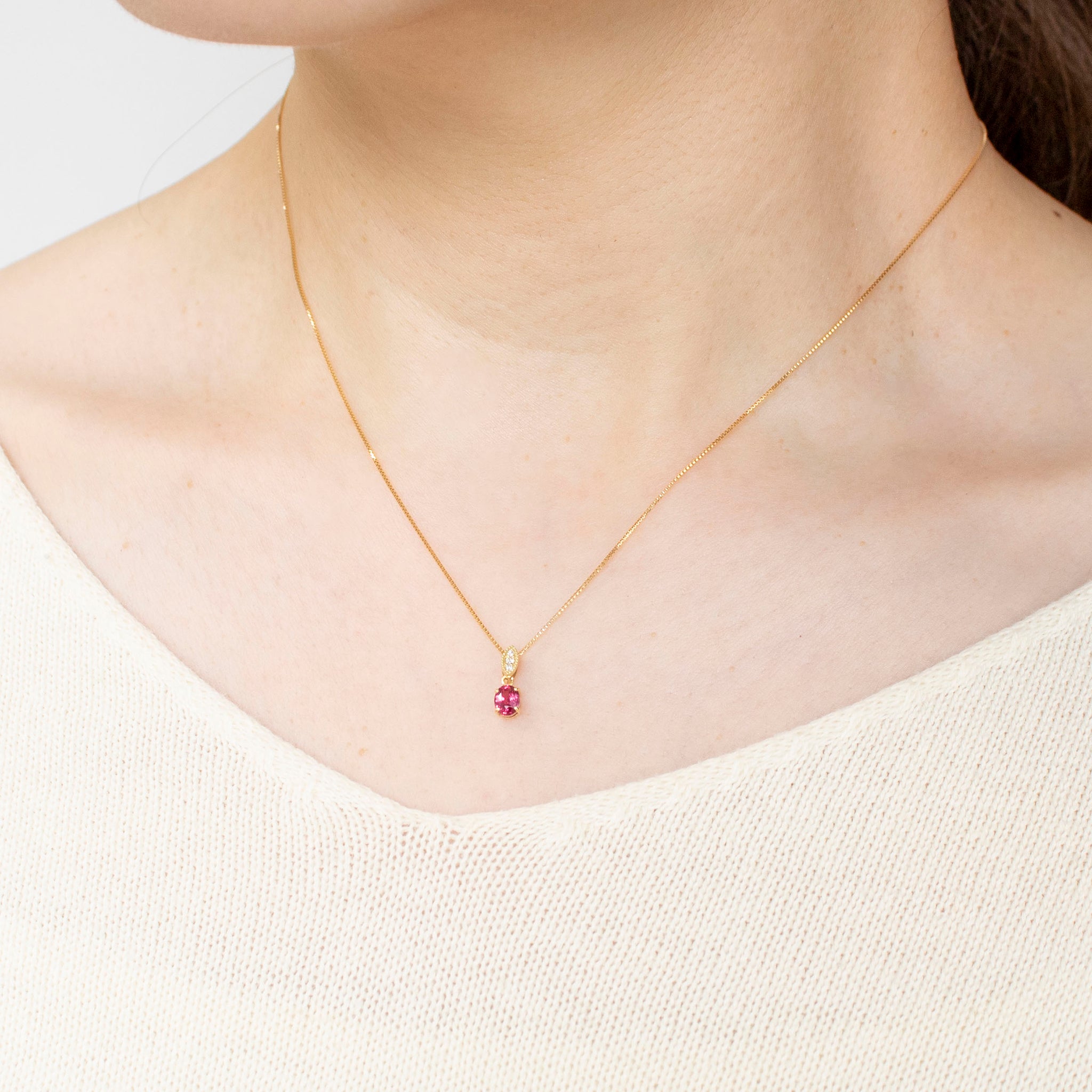 【限定数1】ルビー/ダイヤモンド K18ネックレス(非加熱ピジョンブラッド/7月誕生石/鑑別書付)《25T10226》