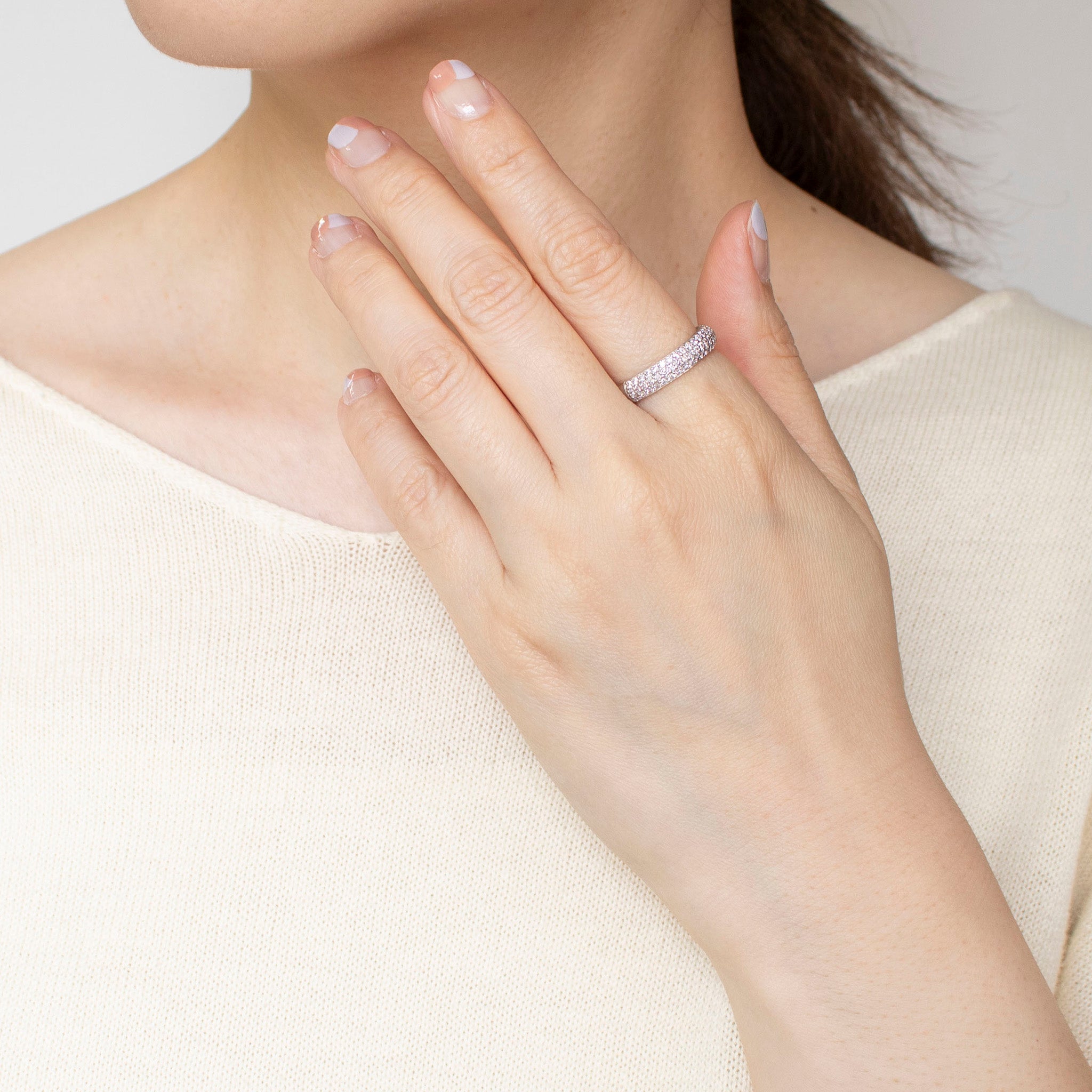 【限定数2】ダイヤモンド プラチナリング(計0.48カラット/ピンク系/パヴェ/鑑別書付)《25T10231》