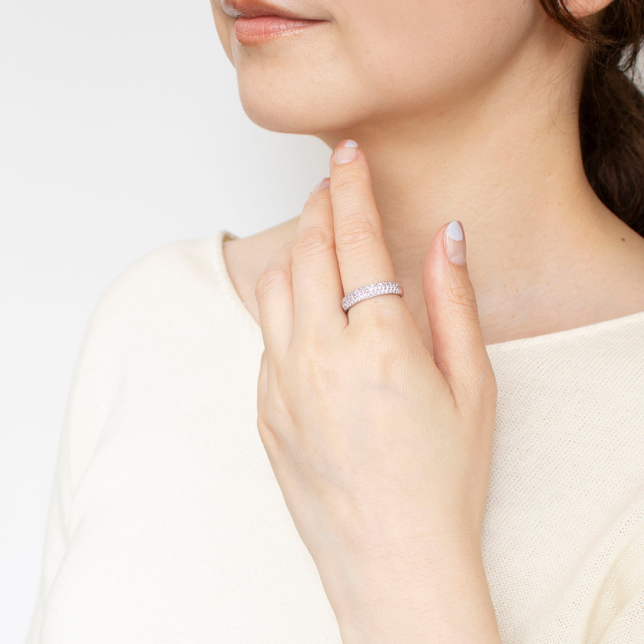 【限定数2】ダイヤモンド プラチナリング(計0.48カラット/ピンク系/パヴェ/鑑別書付)《25T10231》