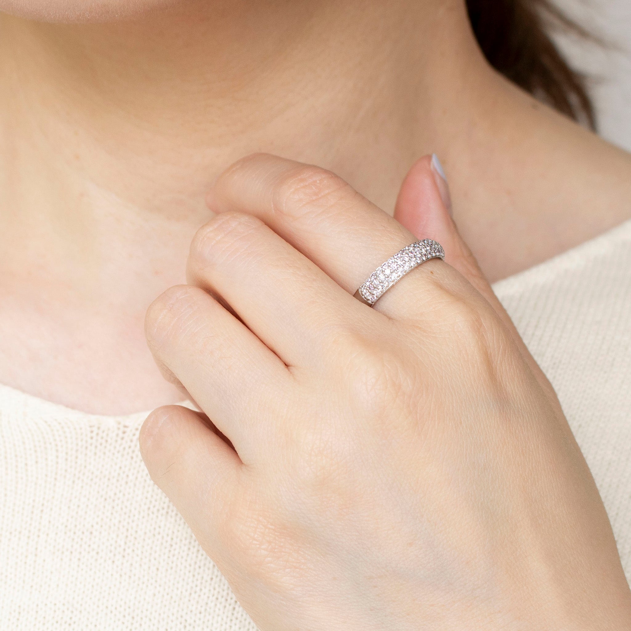 【限定数2】ダイヤモンド プラチナリング(計0.48カラット/ピンク系/パヴェ/鑑別書付)《25T10231》