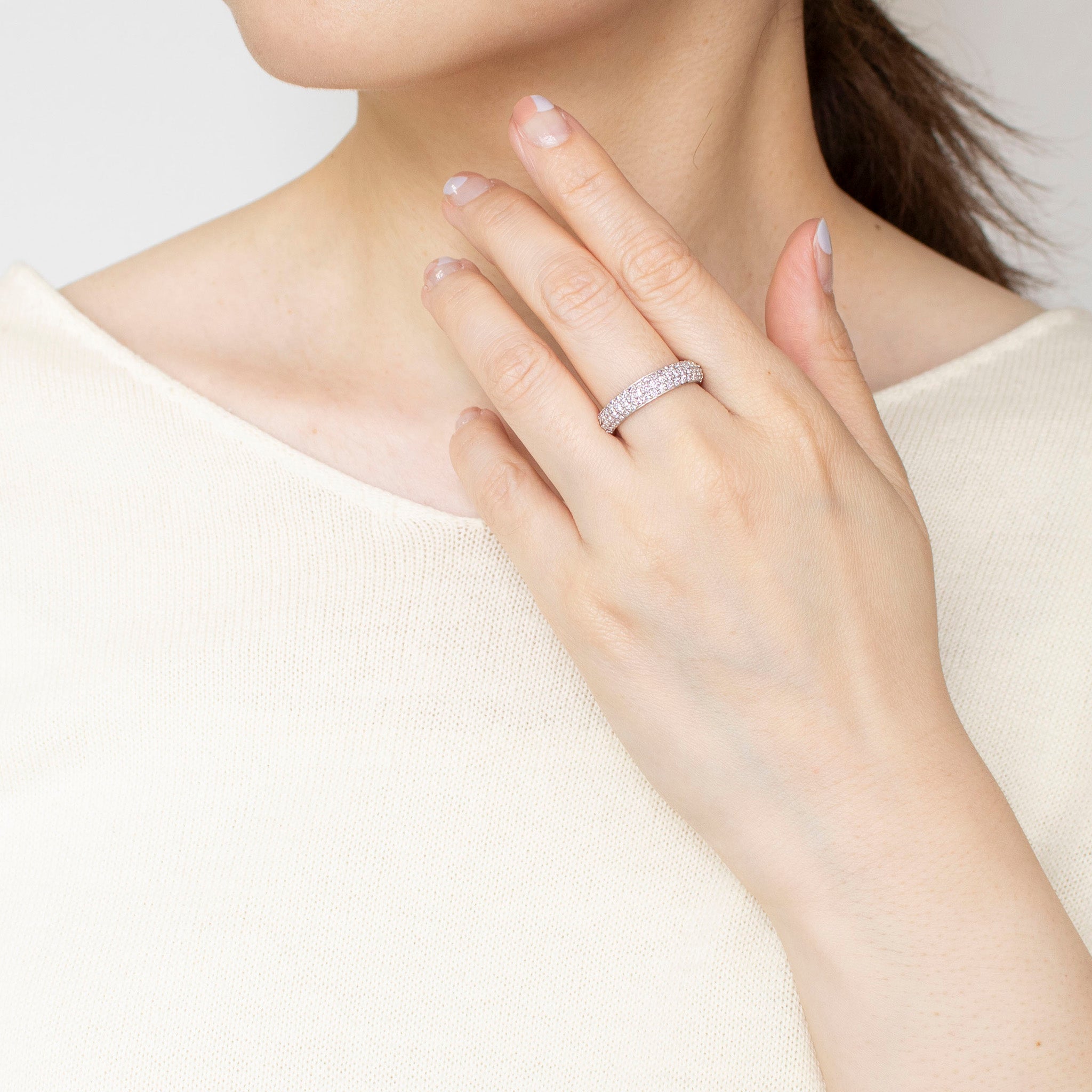 【限定数2】ダイヤモンド プラチナリング(計0.67カラット/ピンク系/パヴェ/鑑別書付)《25T10232》