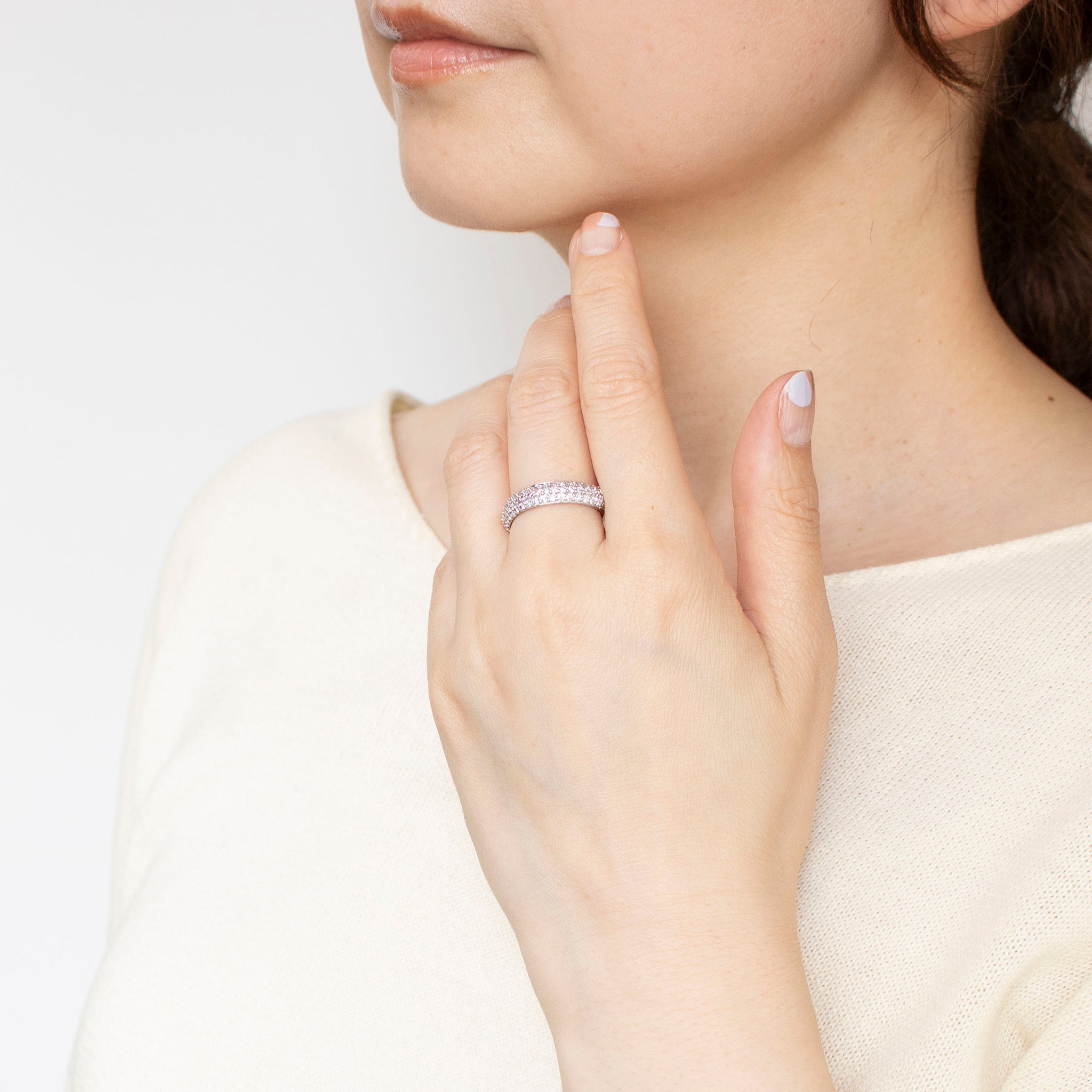 【限定数2】ダイヤモンド プラチナリング(計0.67カラット/ピンク系/パヴェ/鑑別書付)《25T10232》