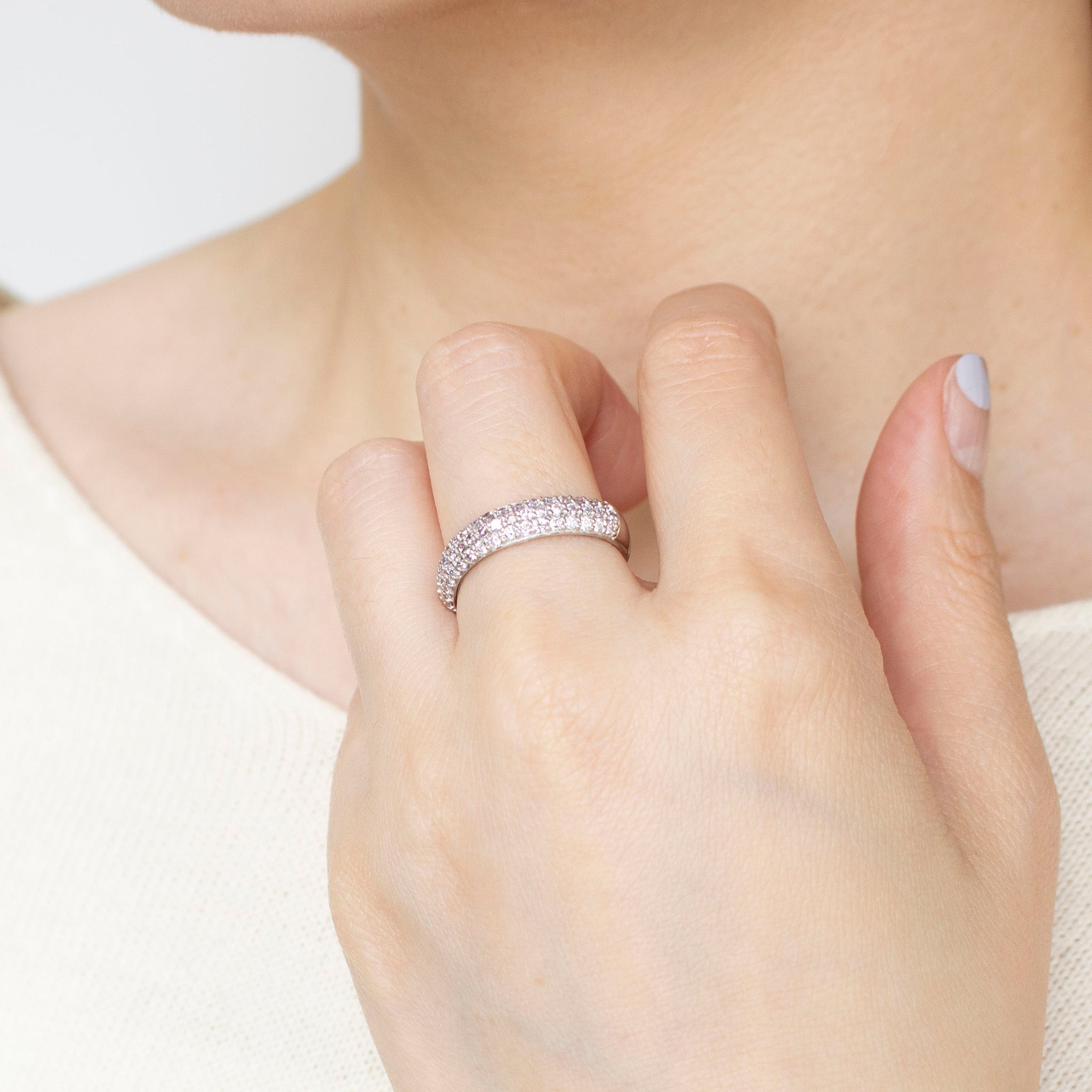 【限定数2】ダイヤモンド プラチナリング(計0.67カラット/ピンク系/パヴェ/鑑別書付)《25T10232》