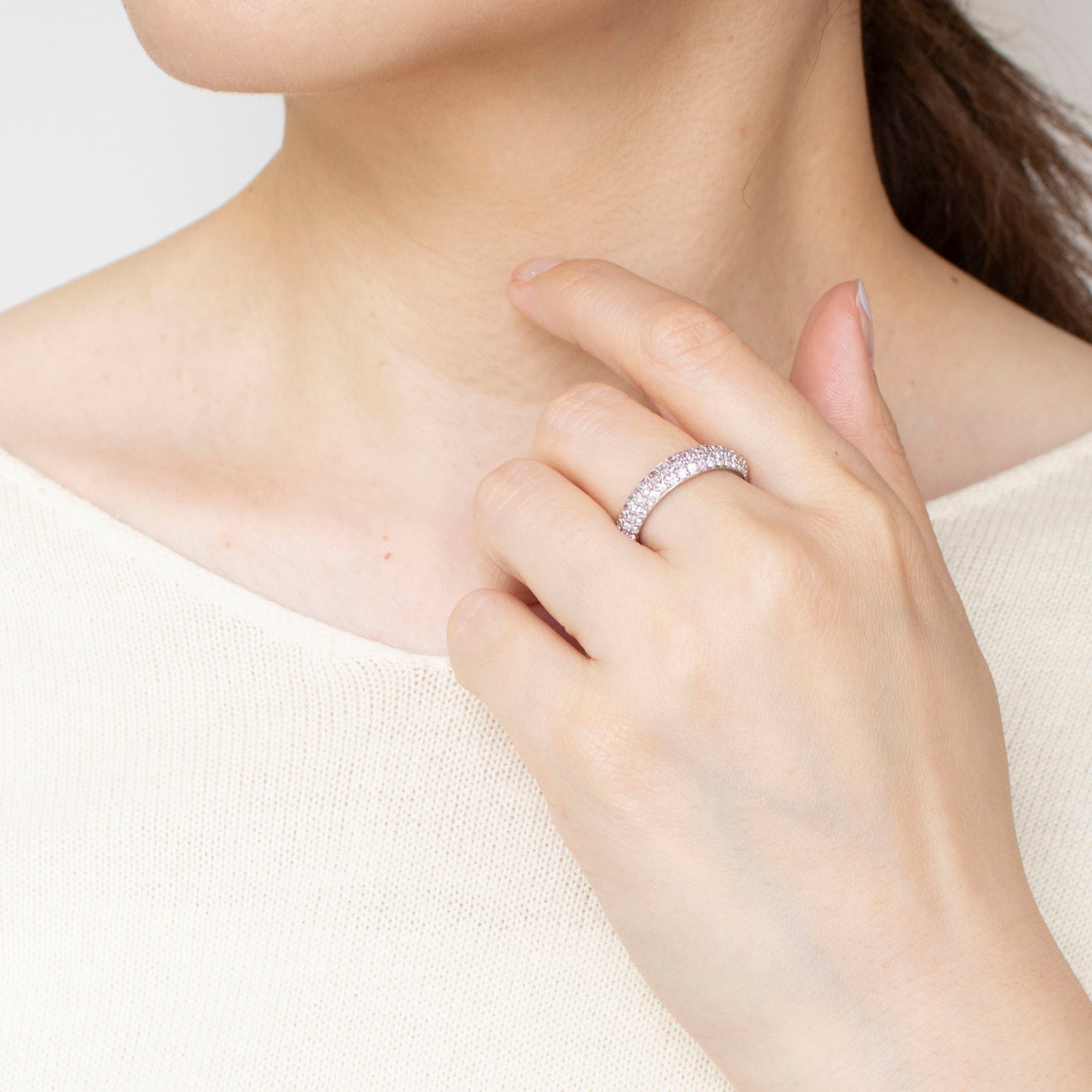 【限定数2】ダイヤモンド プラチナリング(計0.67カラット/ピンク系/パヴェ/鑑別書付)《25T10232》