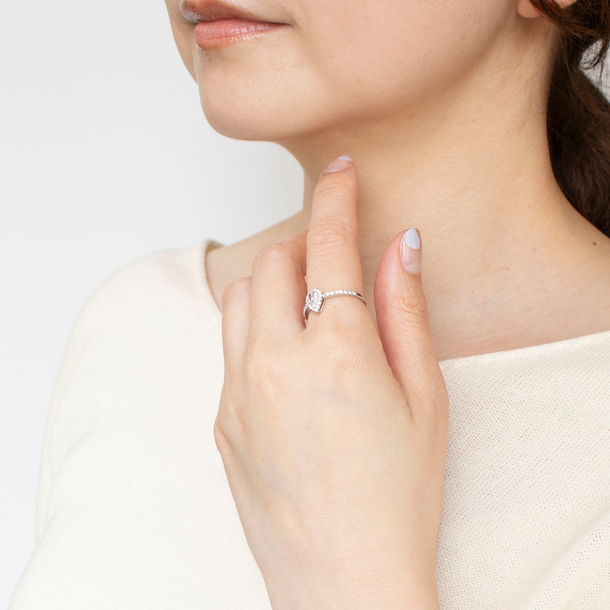 【限定数3】ピンクダイヤモンド/ダイヤモンド プラチナリング(0.03カラット/ファンシーインテンスピンク/SIクラス/グレーディングレポート付)《25T10233》