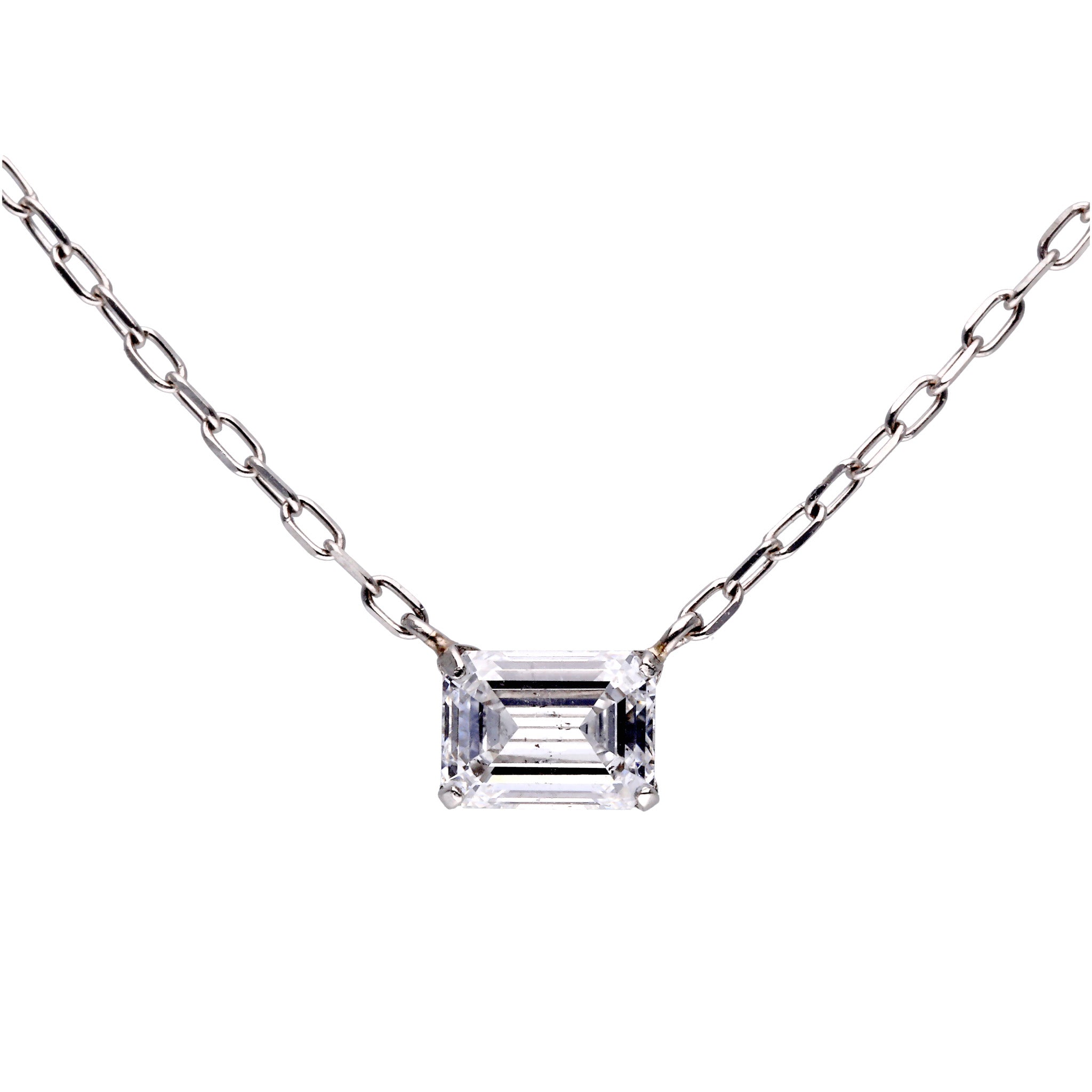 【限定数1】ダイヤモンド プラチナネックレス(0.314カラット/Dカラー/SI2/エメラルドカット/グレーディングレポート付)《25T10234》