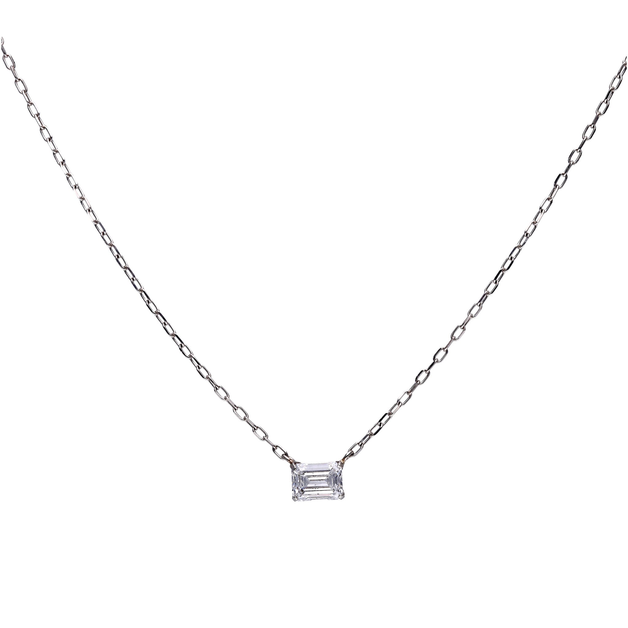 【限定数1】ダイヤモンド プラチナネックレス(0.314カラット/Dカラー/SI2/エメラルドカット/グレーディングレポート付)《25T10234》