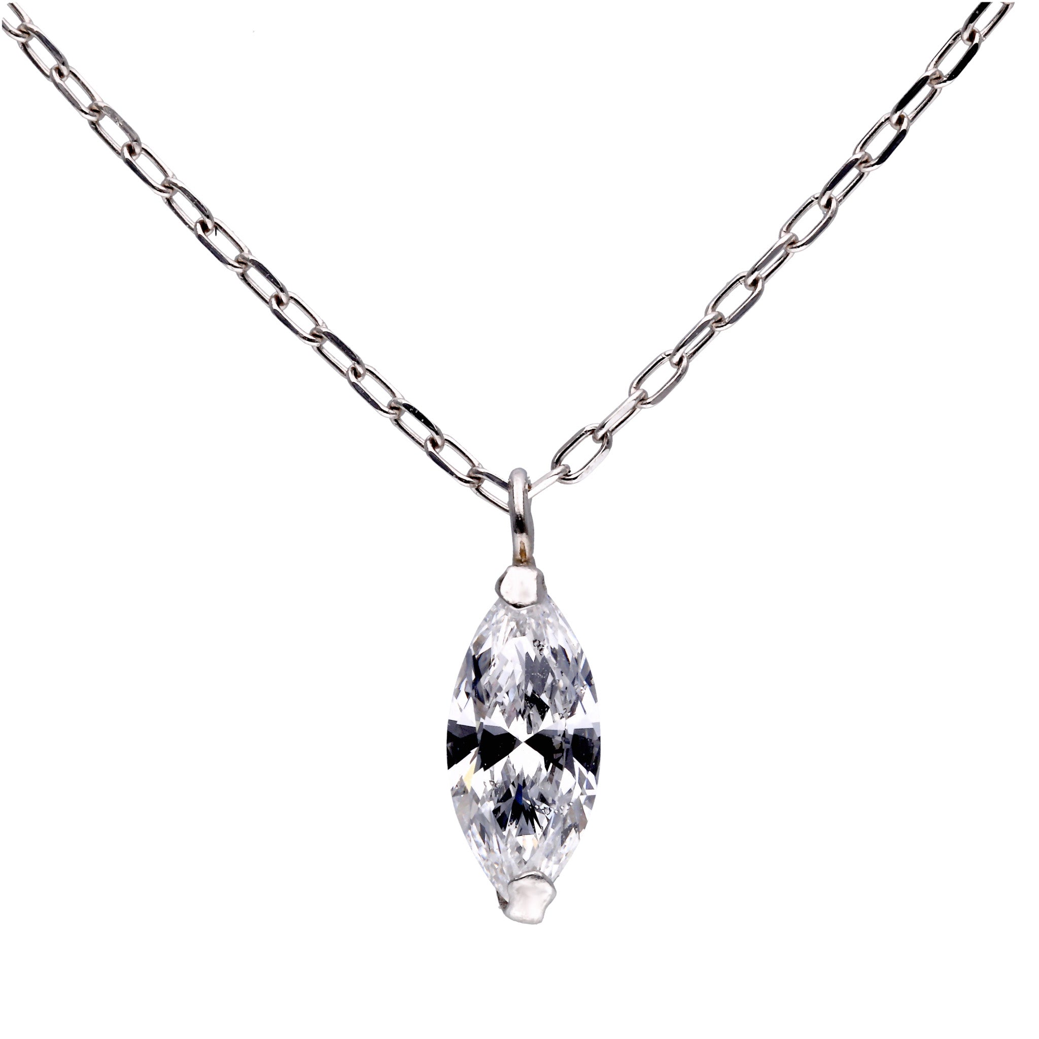 【限定数1】ダイヤモンド プラチナネックレス(0.306カラット/Dカラー/SI1/マーキス/グレーディングレポート付)《25T10235》