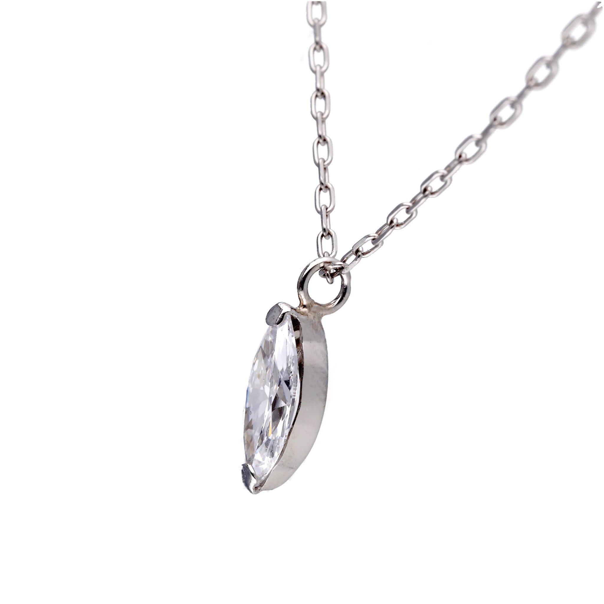 【限定数1】ダイヤモンド プラチナネックレス(0.306カラット/Dカラー/SI1/マーキス/グレーディングレポート付)《25T10235》