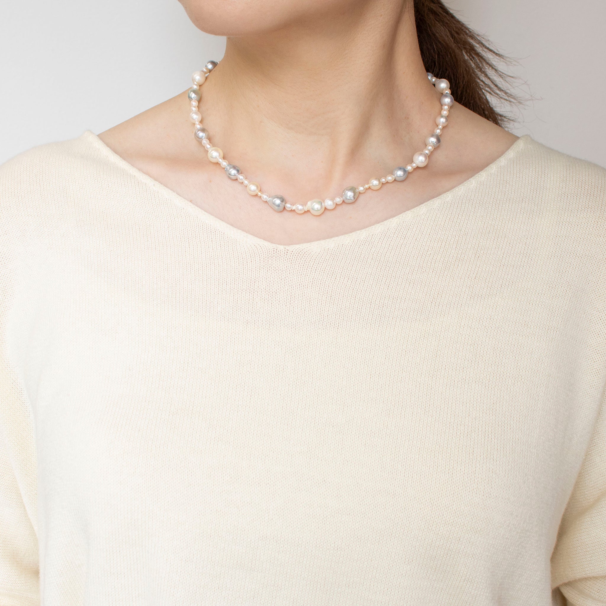 【限定1点】パールネックレス(アコヤ真珠/2~8mm/6月誕生石)《25T10238》