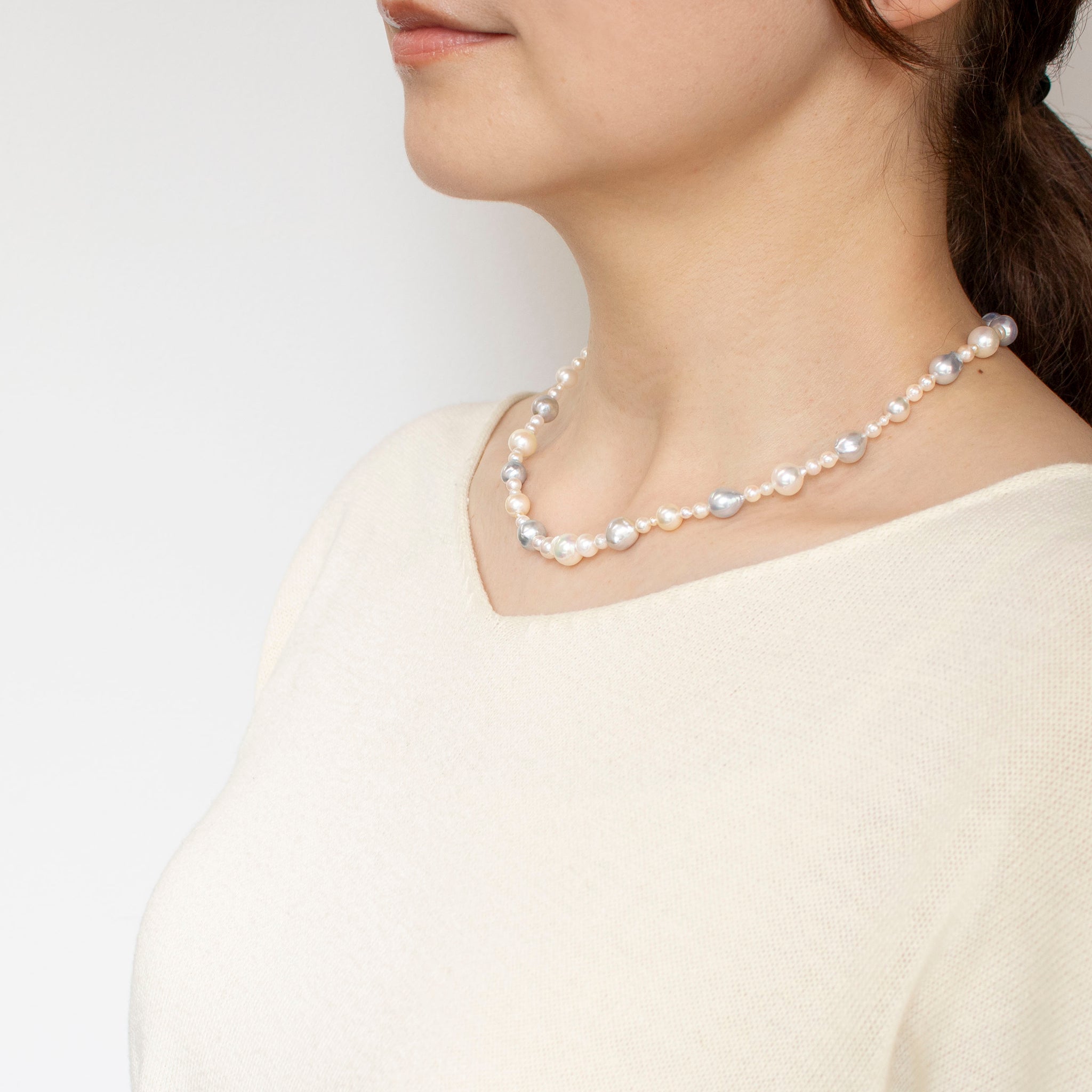 【限定1点】パールネックレス(アコヤ真珠/2~8mm/6月誕生石)《25T10238》