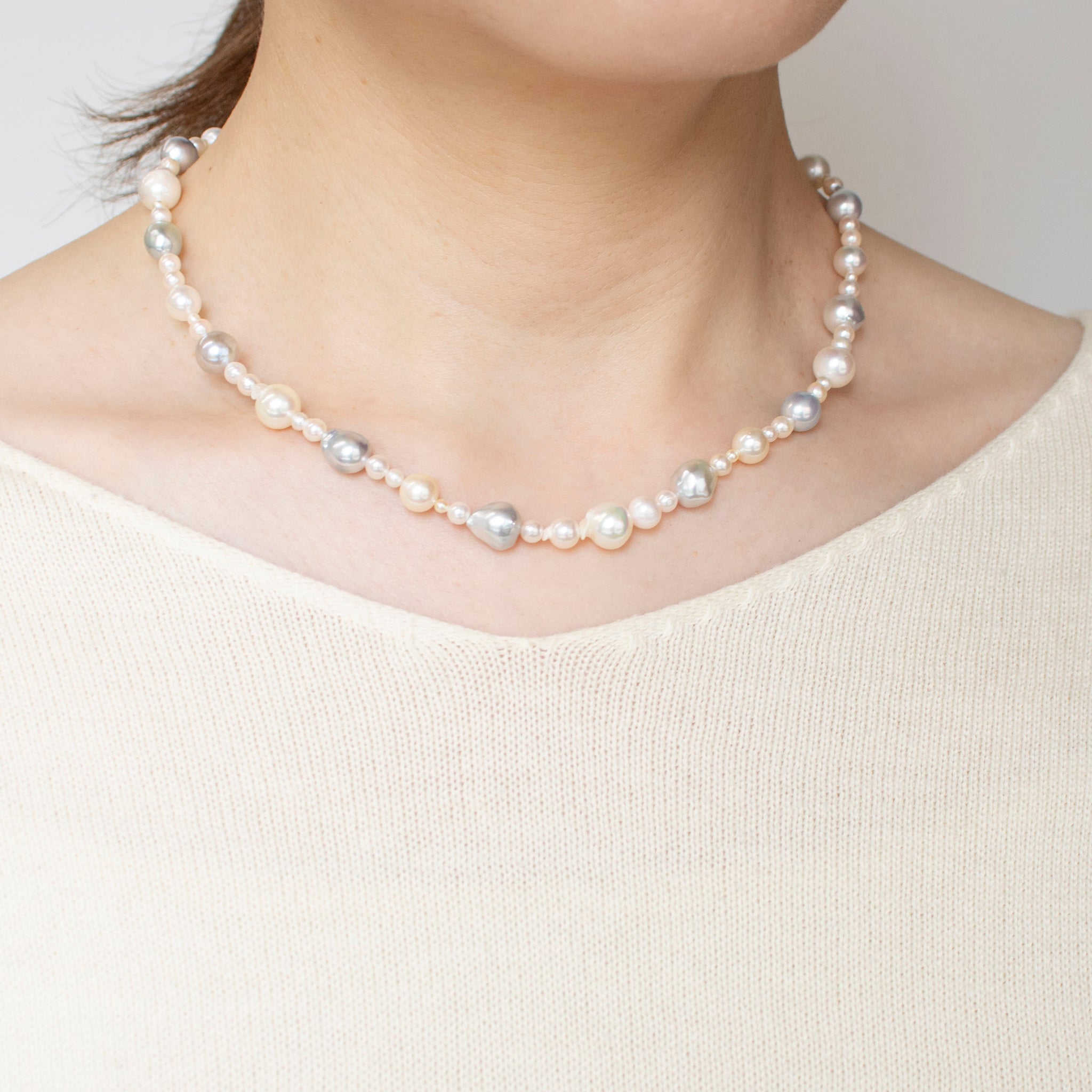 【限定1点】パールネックレス(アコヤ真珠/2~8mm/6月誕生石)《25T10238》