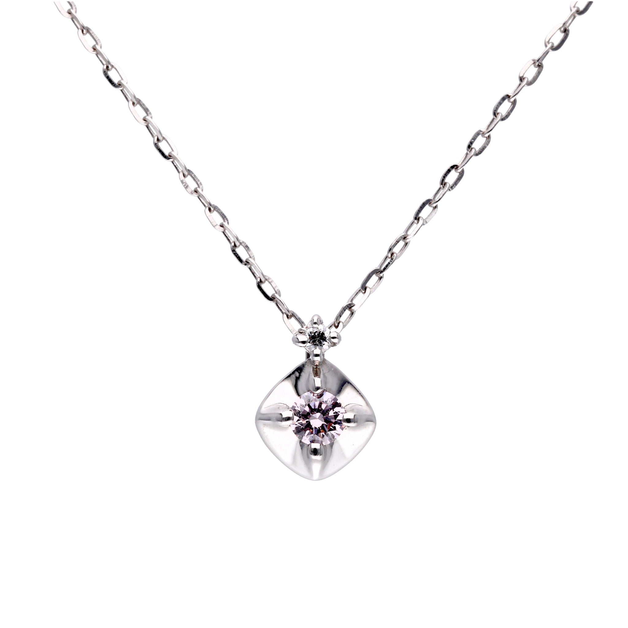 【限定数1】ダイヤモンド プラチナネックレス(ピンク系/4月誕生石)《25T10239》