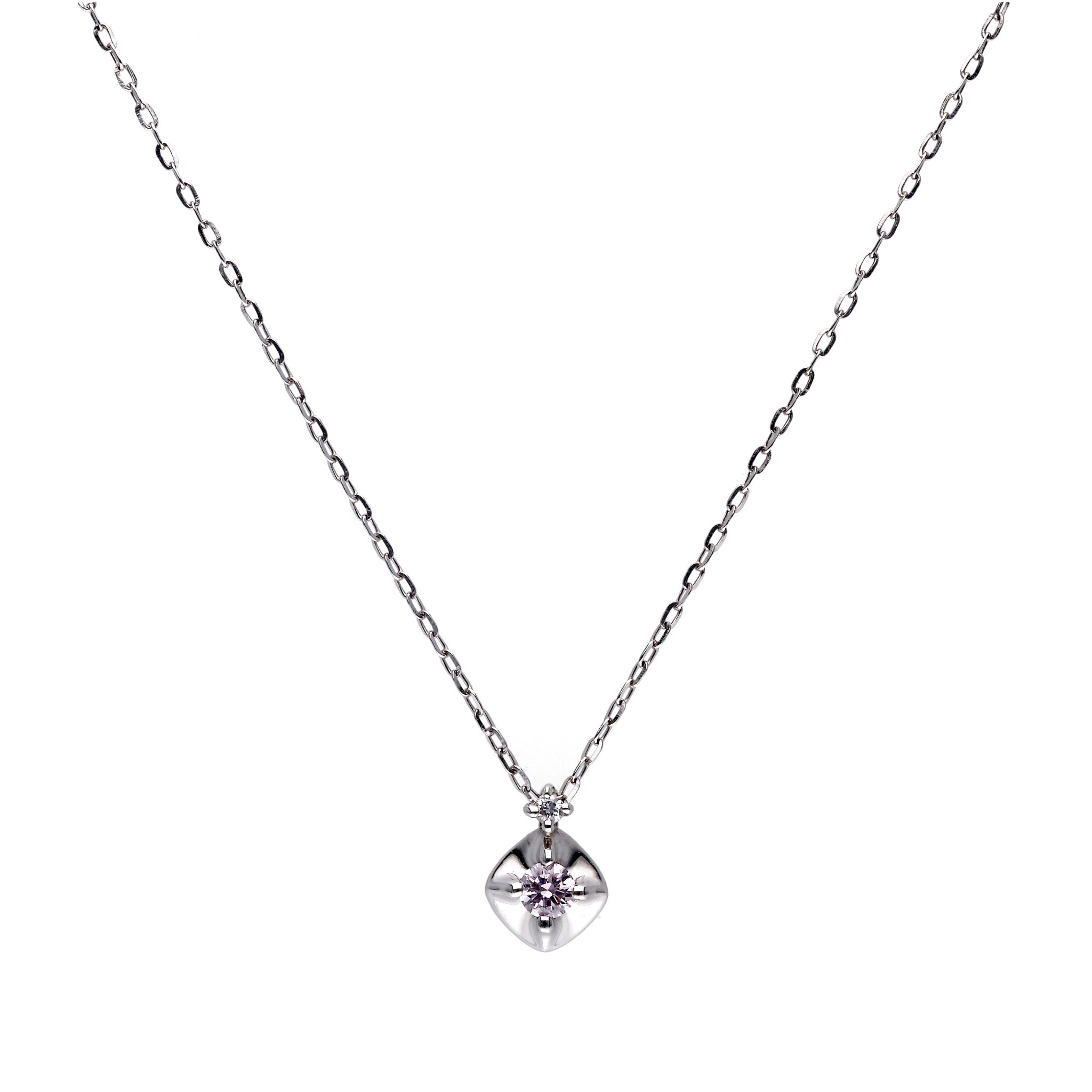 【限定数1】ダイヤモンド プラチナネックレス(ピンク系/4月誕生石)《25T10239》