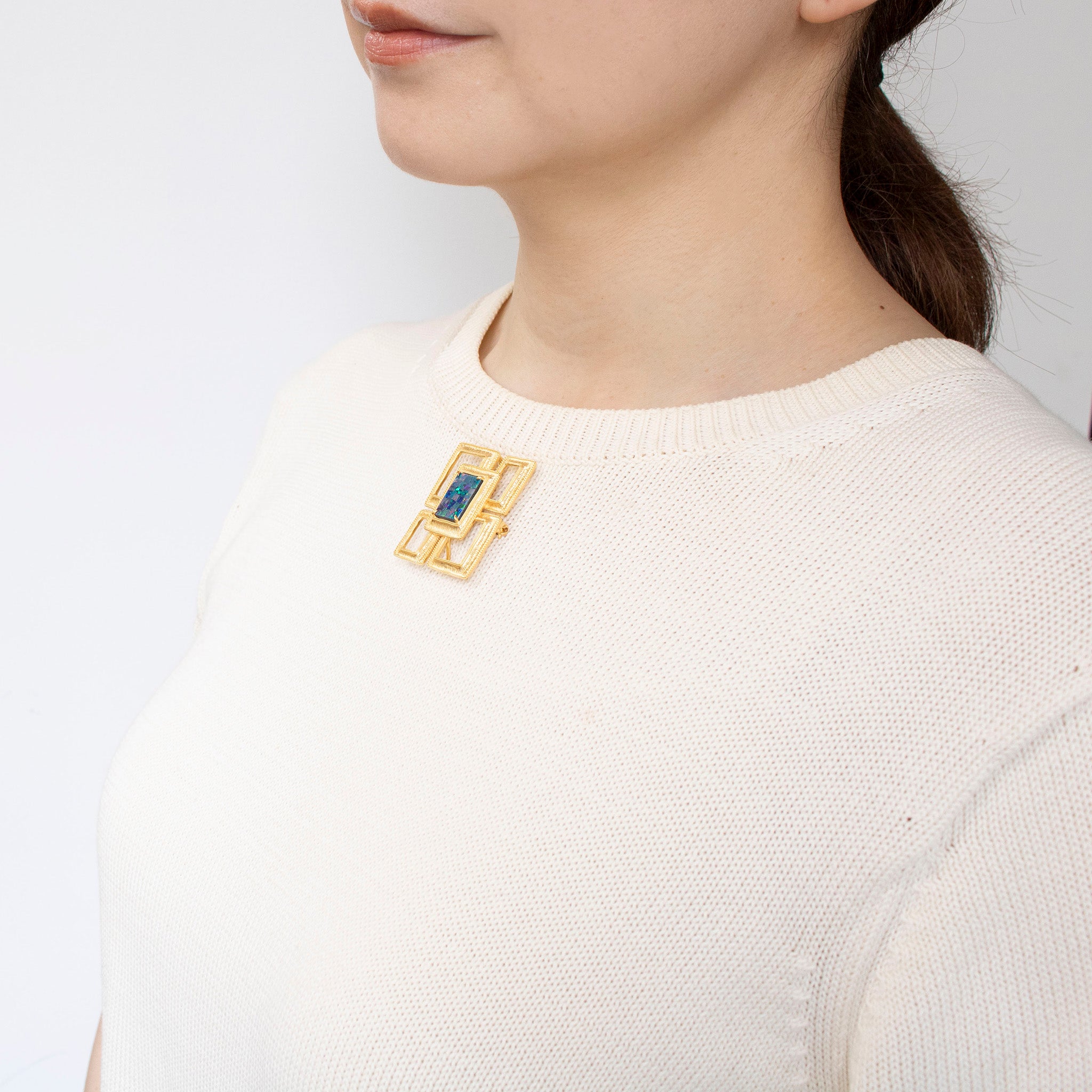 モザイクオパール シルバーブローチ兼ペンダントトップ(10月誕生石)《25T10242》