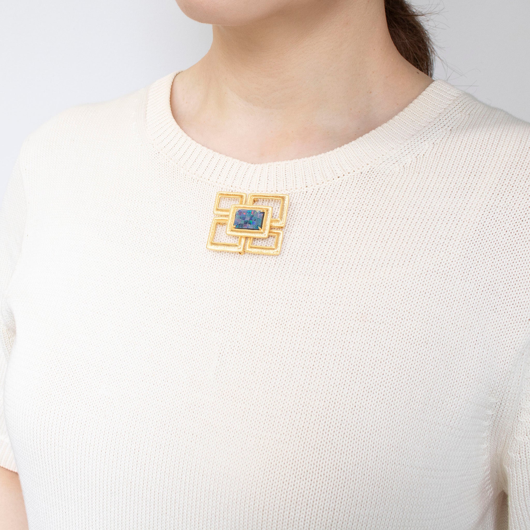 モザイクオパール シルバーブローチ兼ペンダントトップ(10月誕生石)《25T10242》