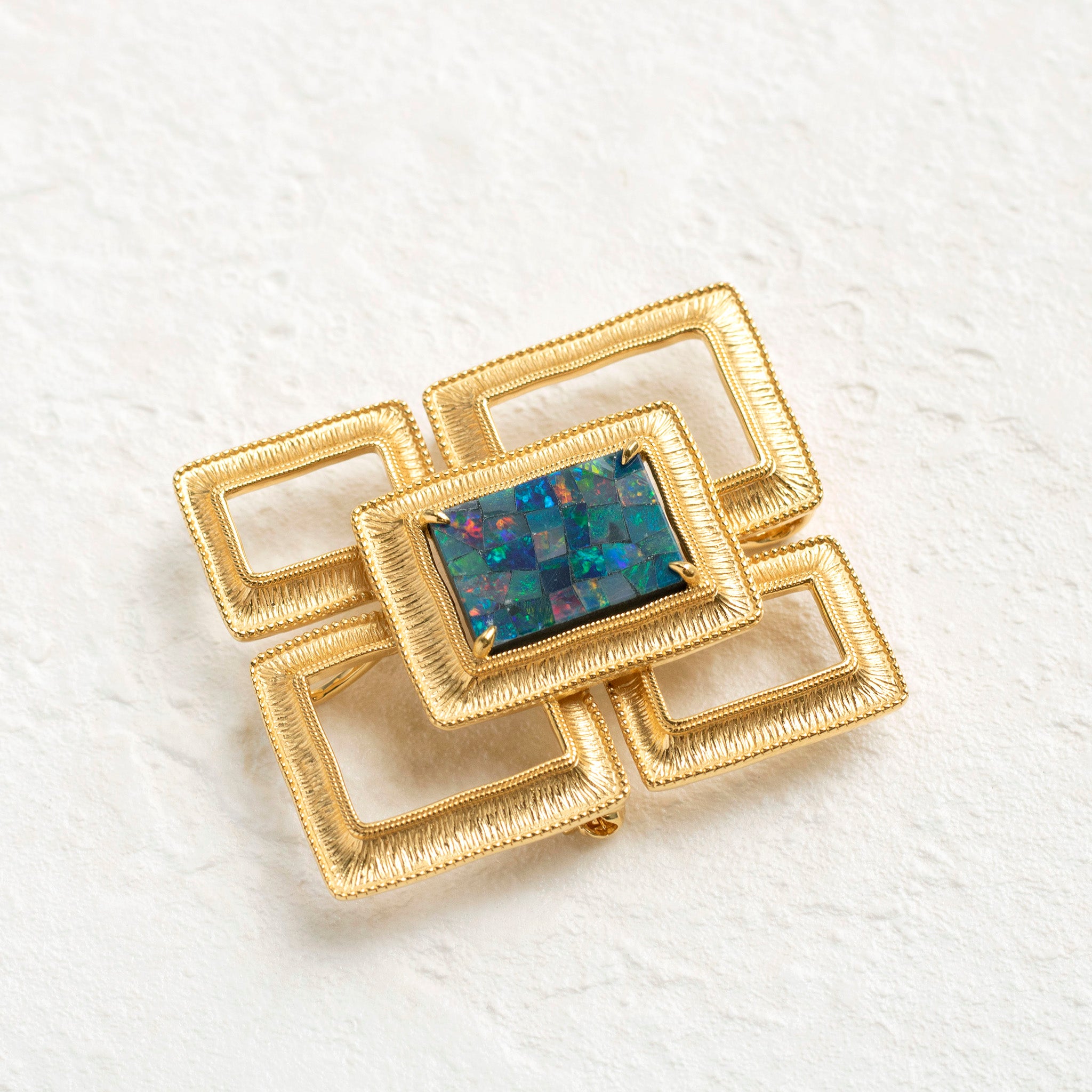 モザイクオパール シルバーブローチ兼ペンダントトップ(10月誕生石)《25T10242》