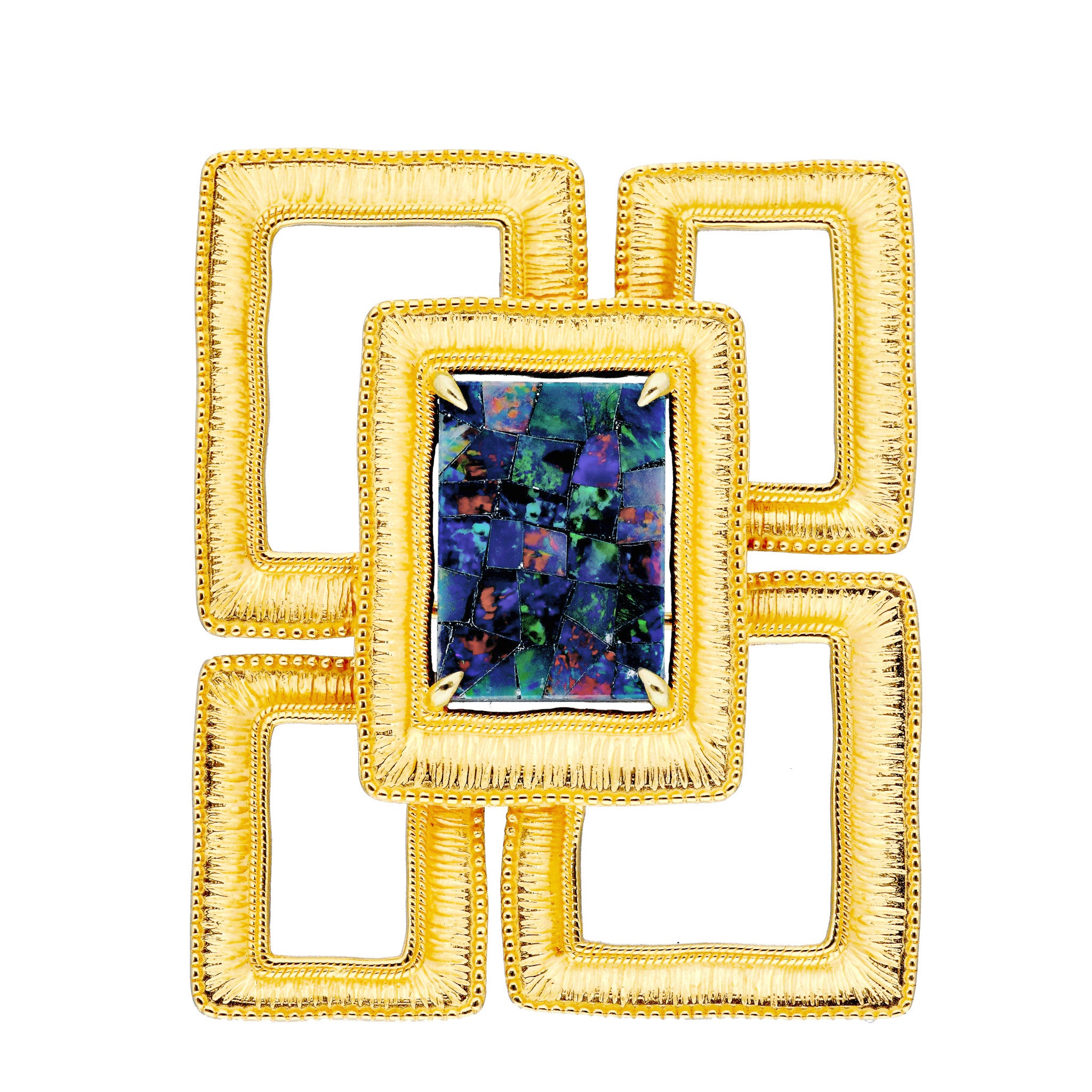 モザイクオパール シルバーブローチ兼ペンダントトップ(10月誕生石)《25T10242》