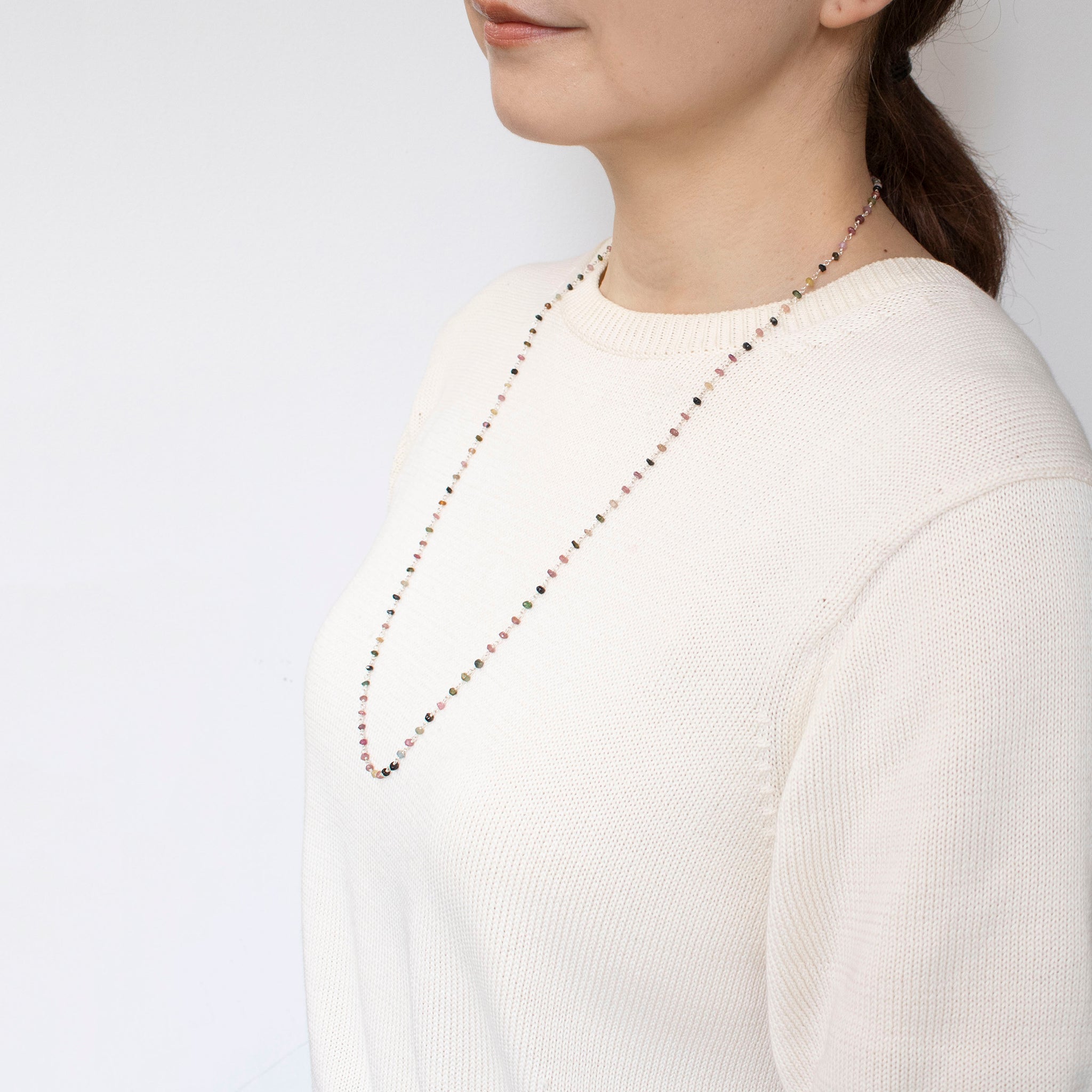 【限定数35】トルマリン シルバーネックレス(ロング/70mm/10月誕生石)《25T10246》