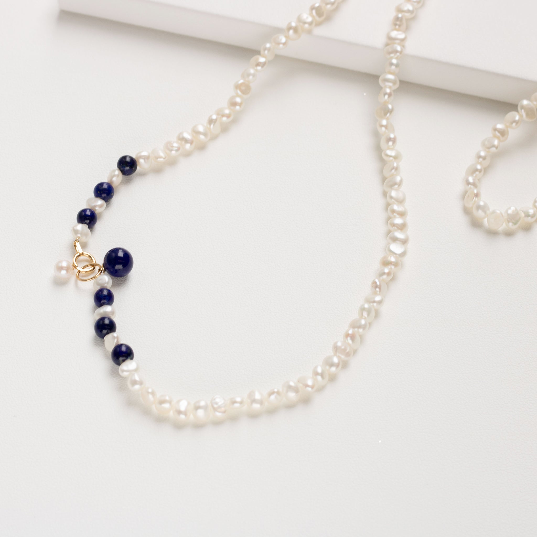 【限定5点】ラピスラズリ/パール K18ネックレス(淡水真珠/ロング/80cm)《25T10276》