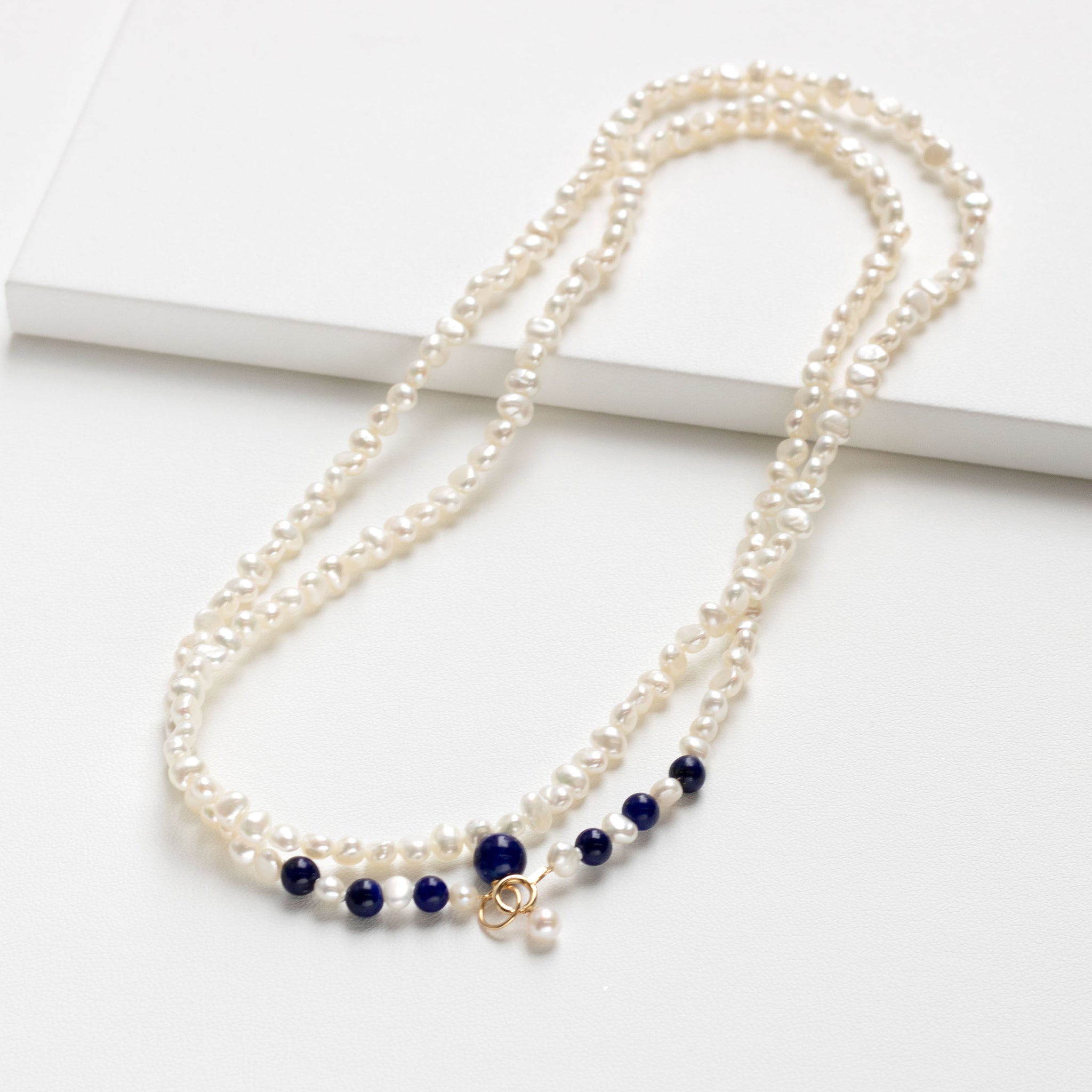 【限定5点】ラピスラズリ/パール K18ネックレス(淡水真珠/ロング/80cm)《25T10276》