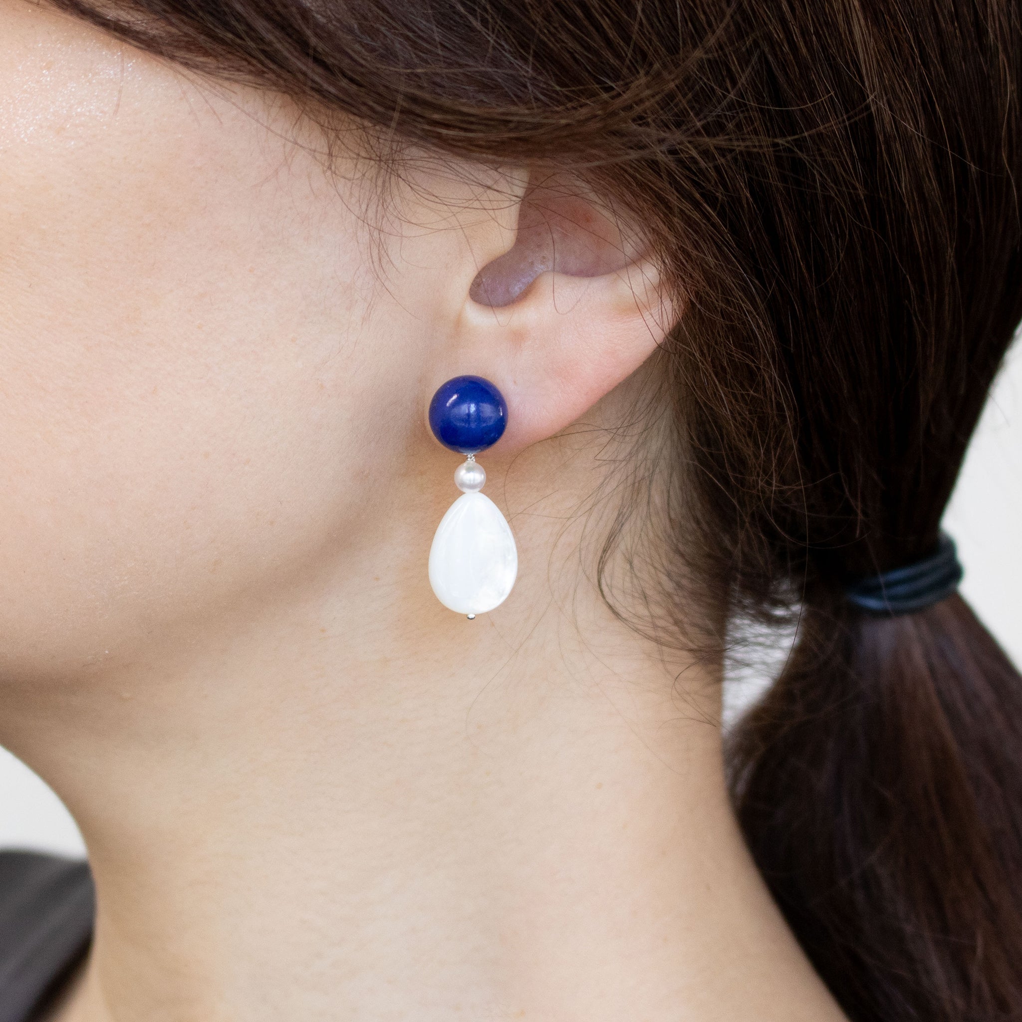 【限定8点】ラピスラズリ/パール シルバーイヤリング(アコヤ真珠)《25T10277》