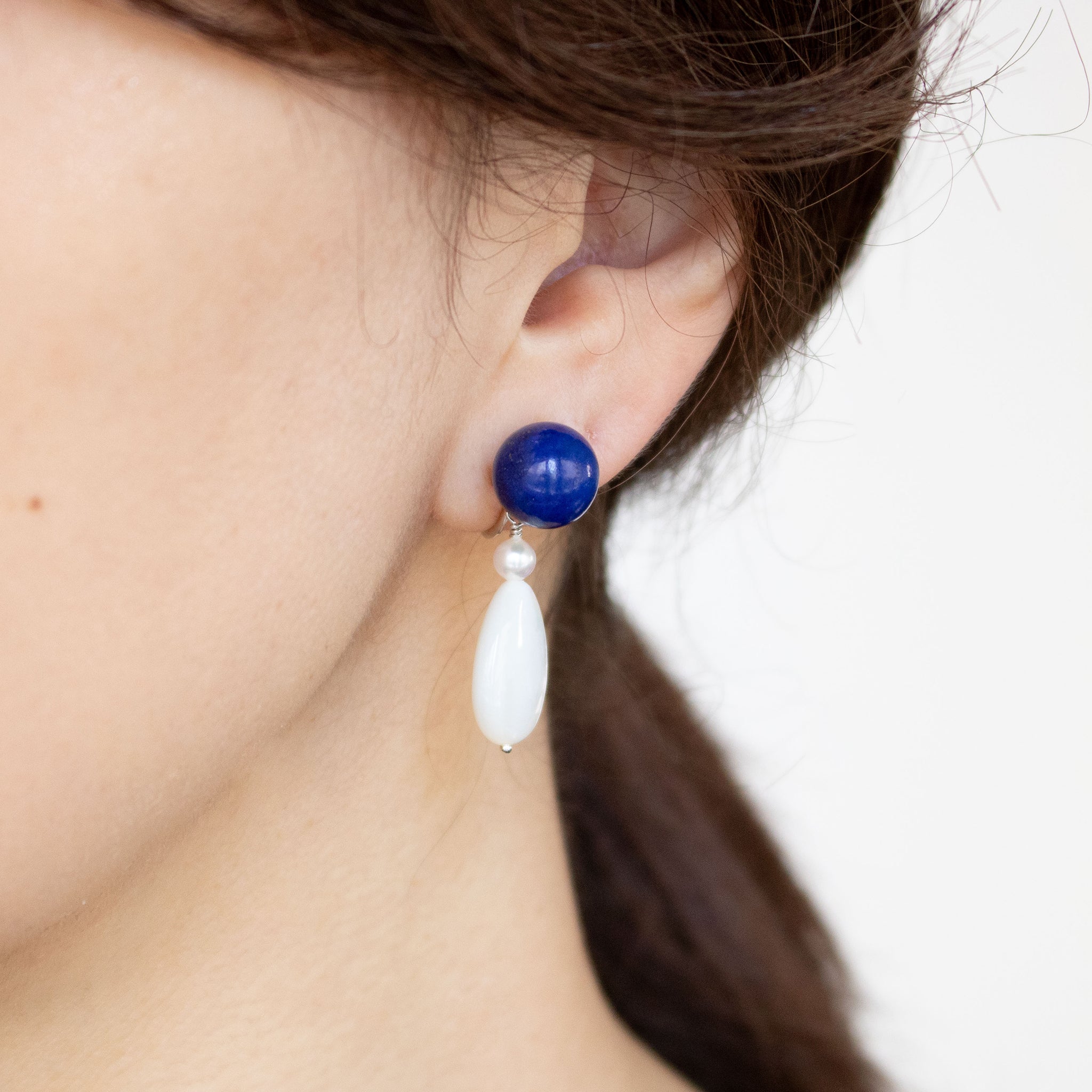 【限定8点】ラピスラズリ/パール シルバーイヤリング(アコヤ真珠)《25T10277》