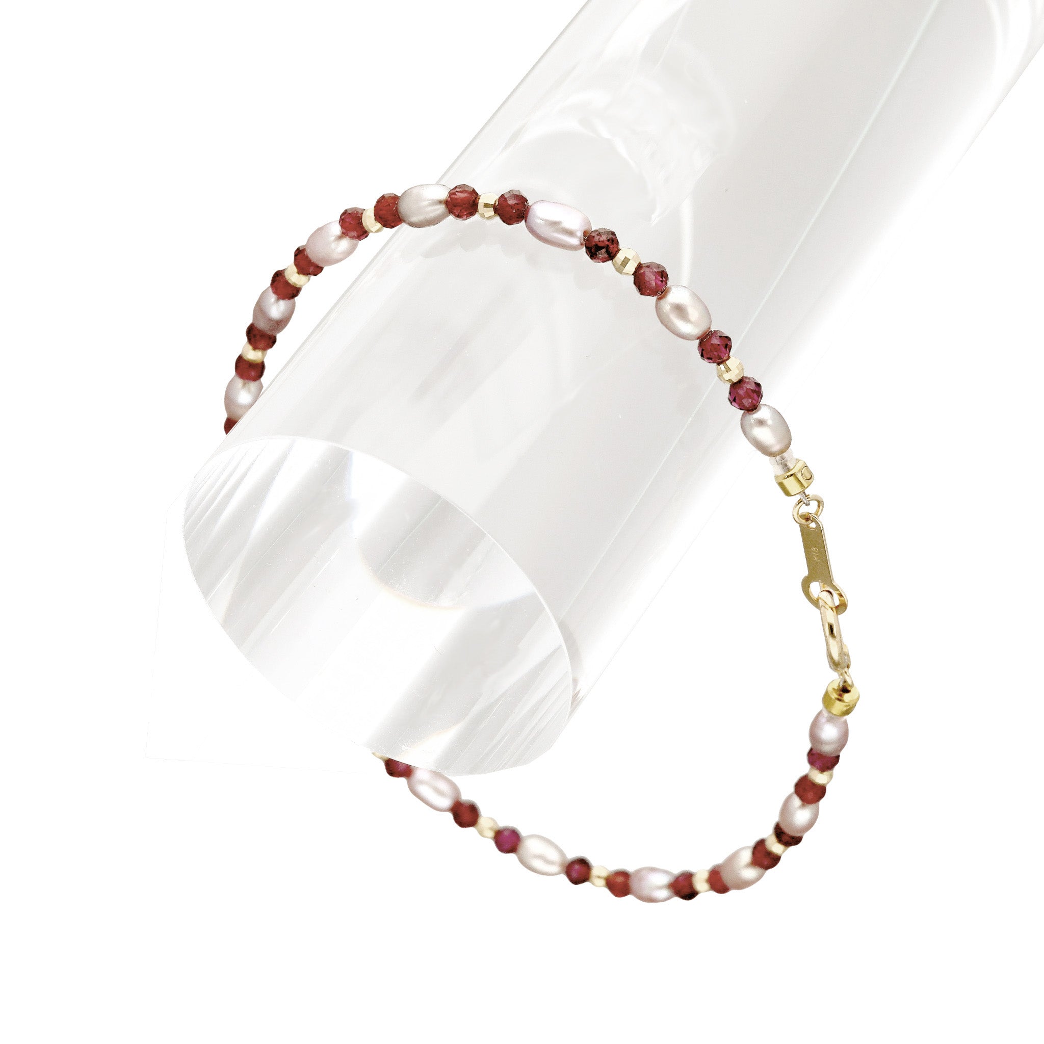 【限定5点】ガーネット/パール K18ブレスレット(淡水真珠)《25T10298》