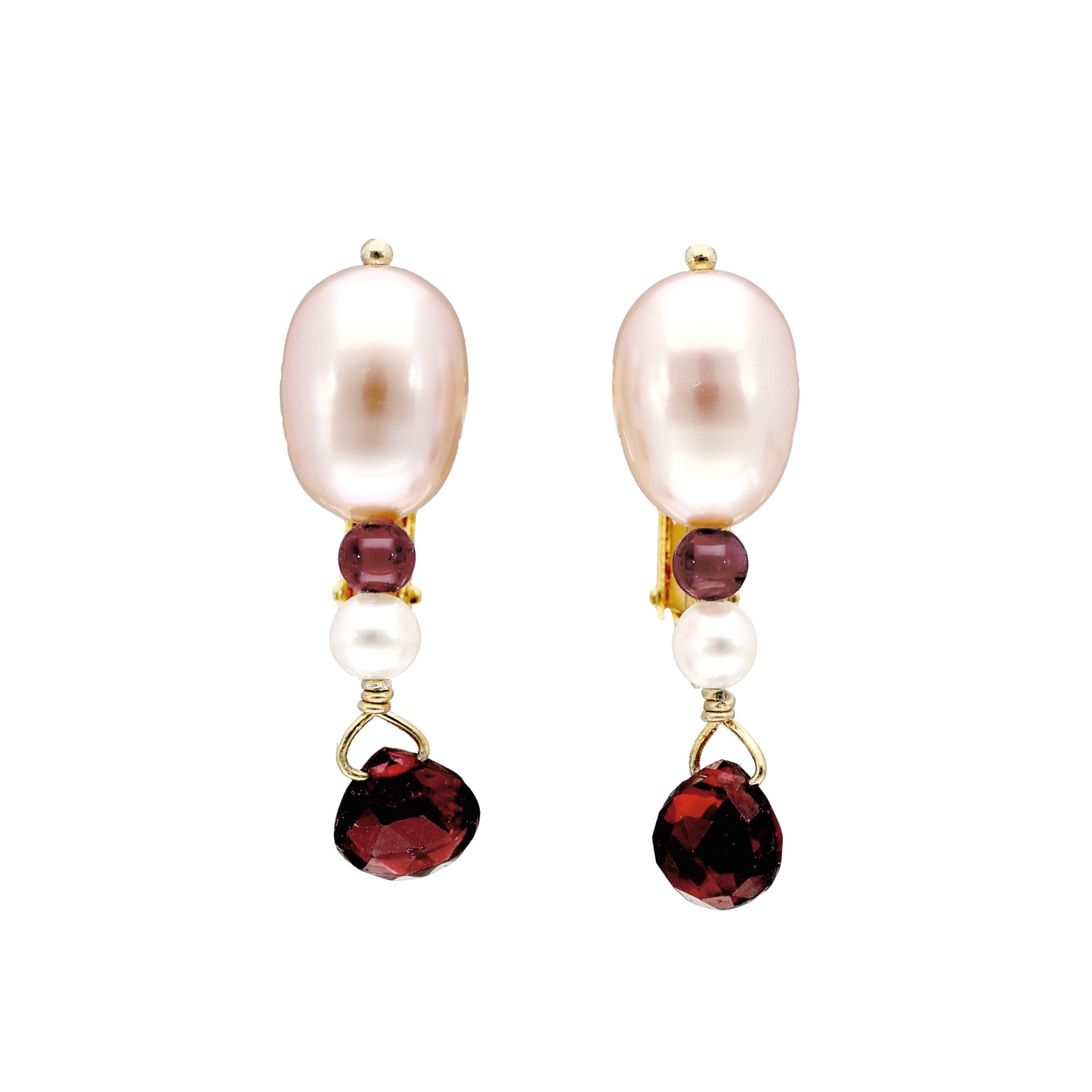 【限定5点】ガーネット/パール シルバーイヤリング(淡水真珠)《25T10299》