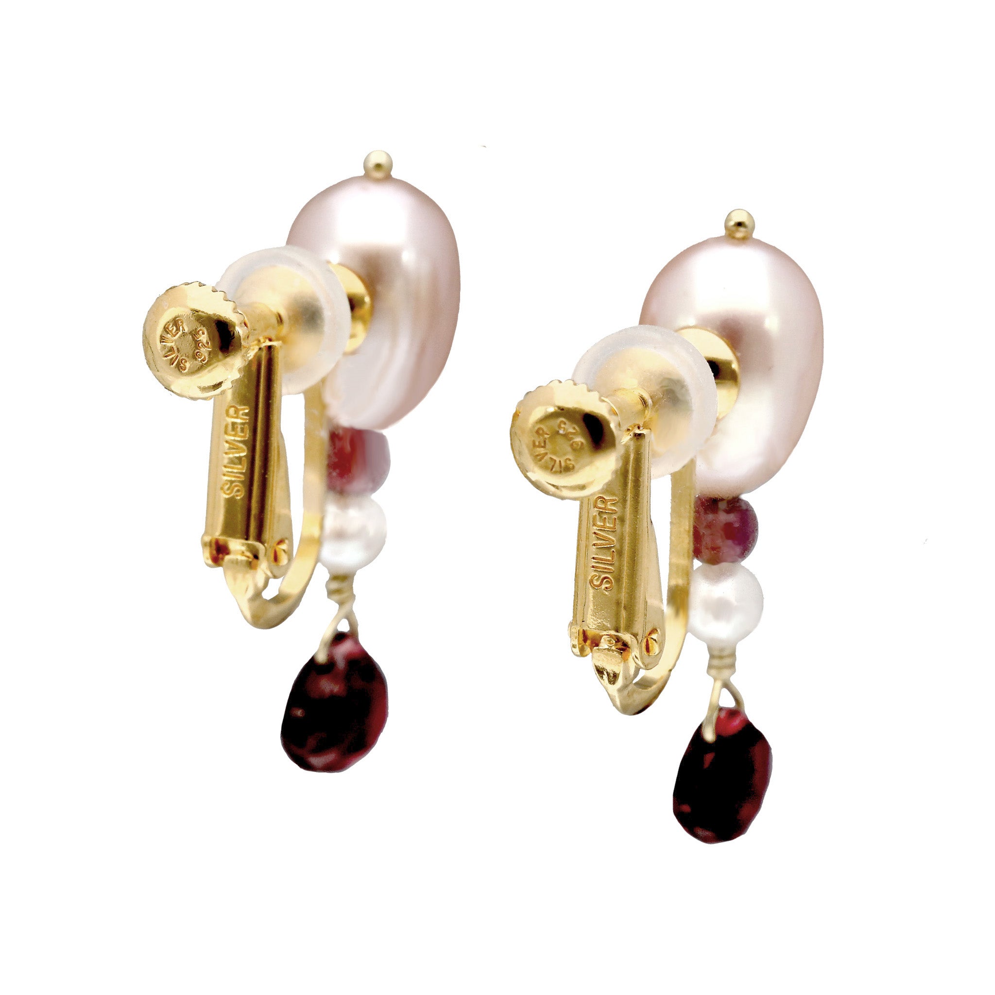【限定5点】ガーネット/パール シルバーイヤリング(淡水真珠)《25T10299》