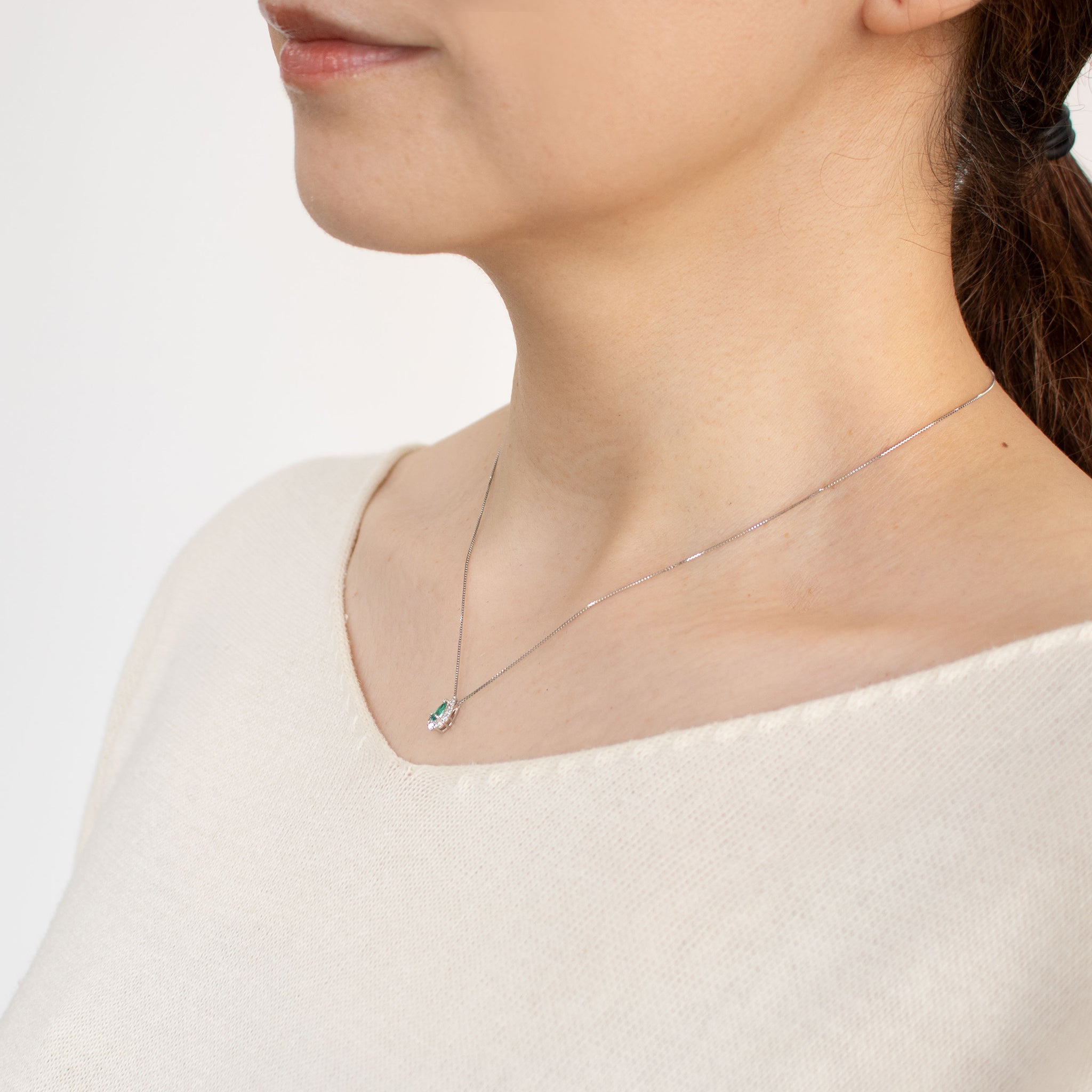 【限定1点】グリーンアウイナイト/ダイヤモンド プラチナネックレス(鑑別書付)《25T10303》