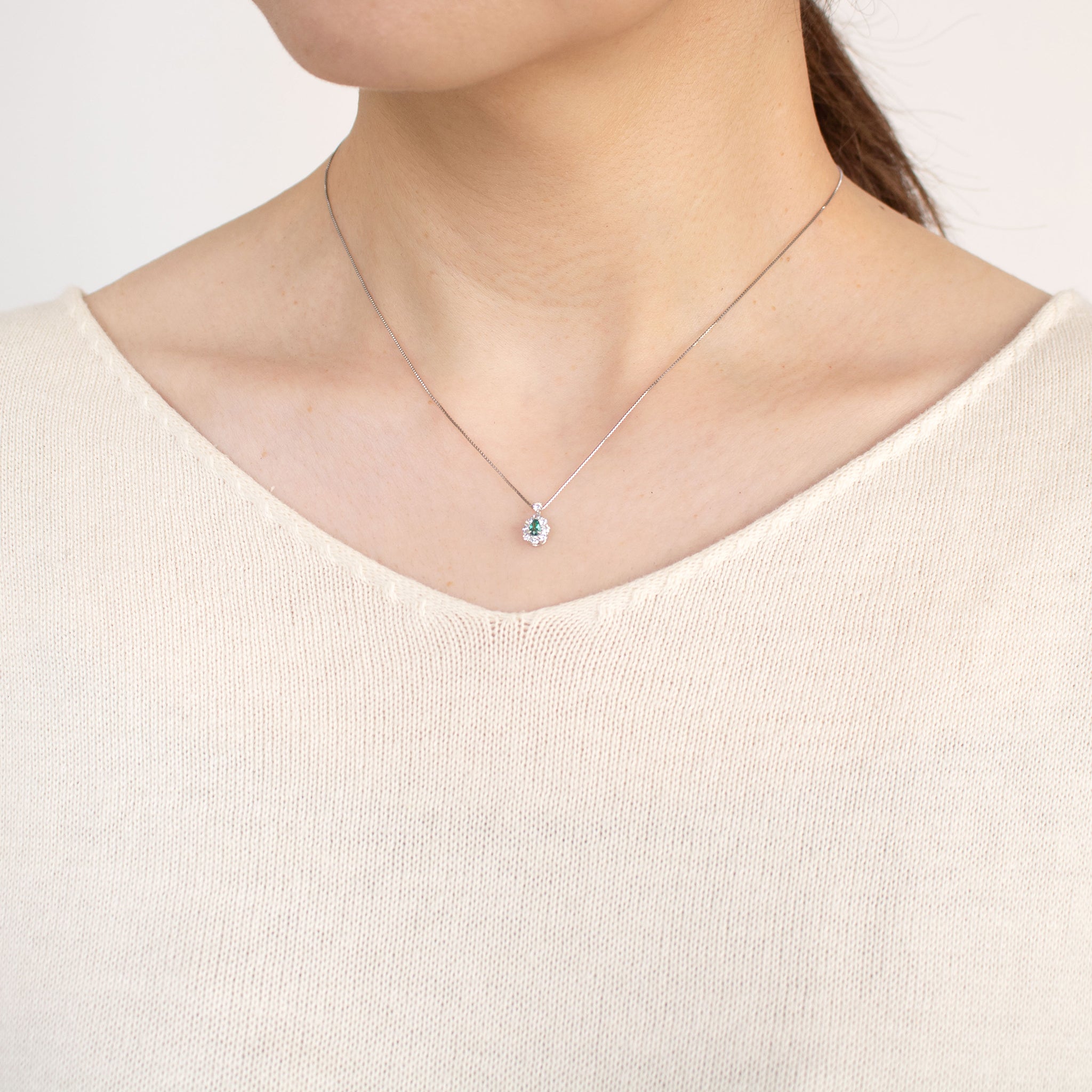 【限定1点】グリーンアウイナイト/ダイヤモンド プラチナネックレス(鑑別書付)《25T10304》