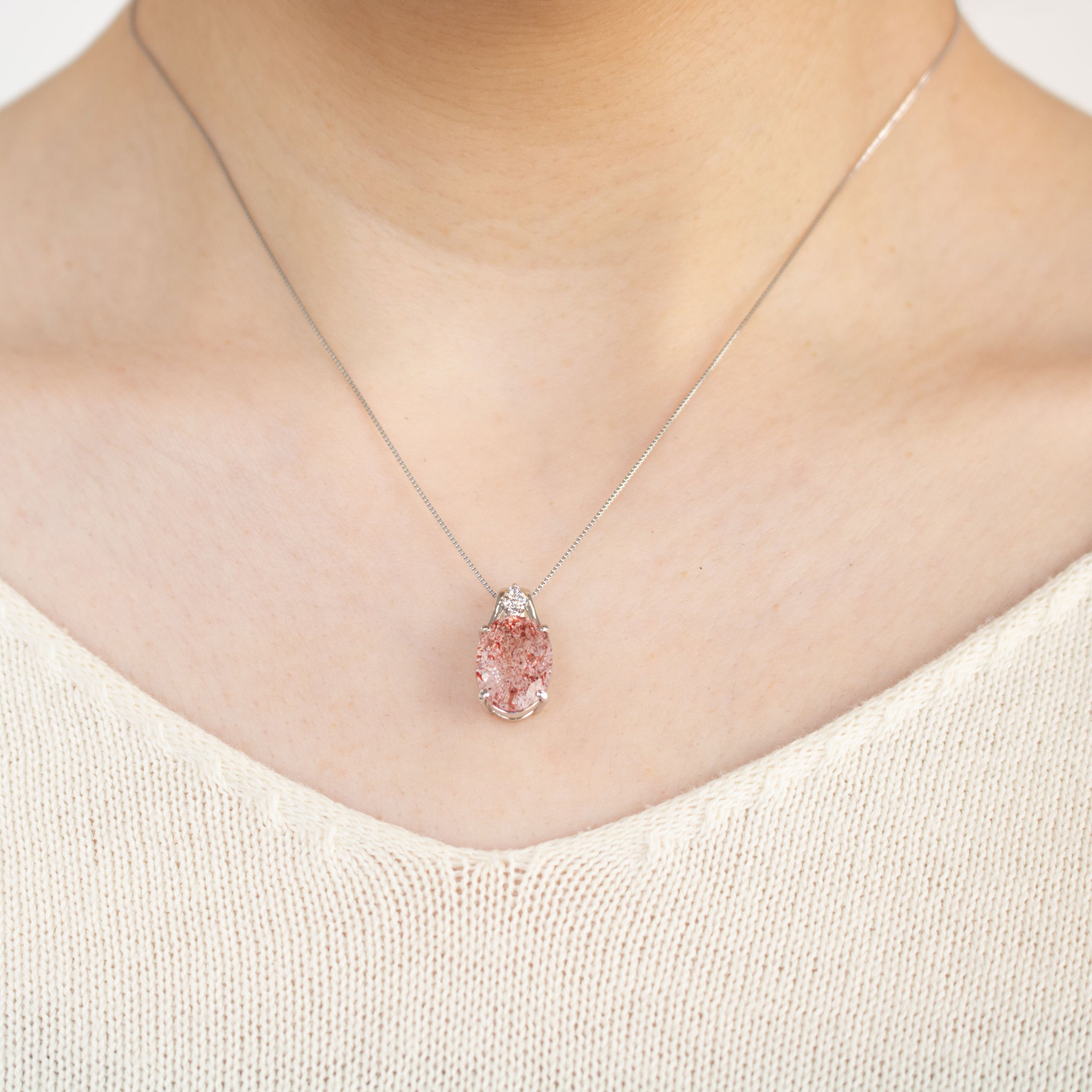 【限定1点】クォーツ/ダイヤモンド プラチナネックレス《25T10309》