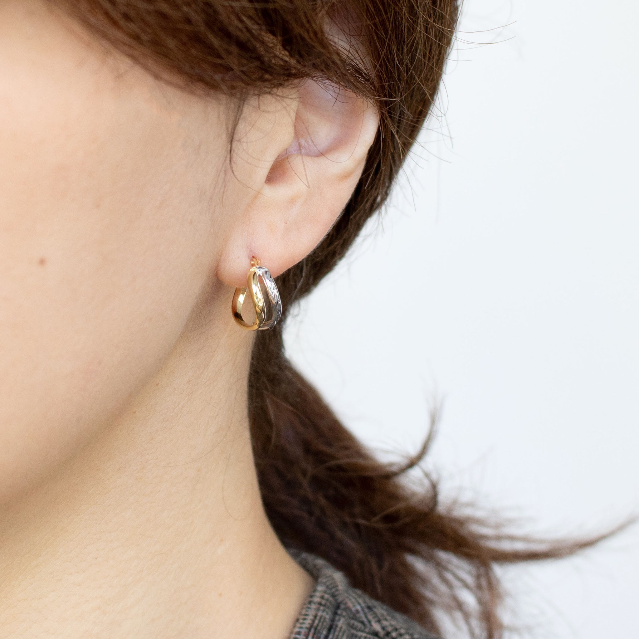 K18ピアス(コンビカラー/イタリア製)《25T10317》