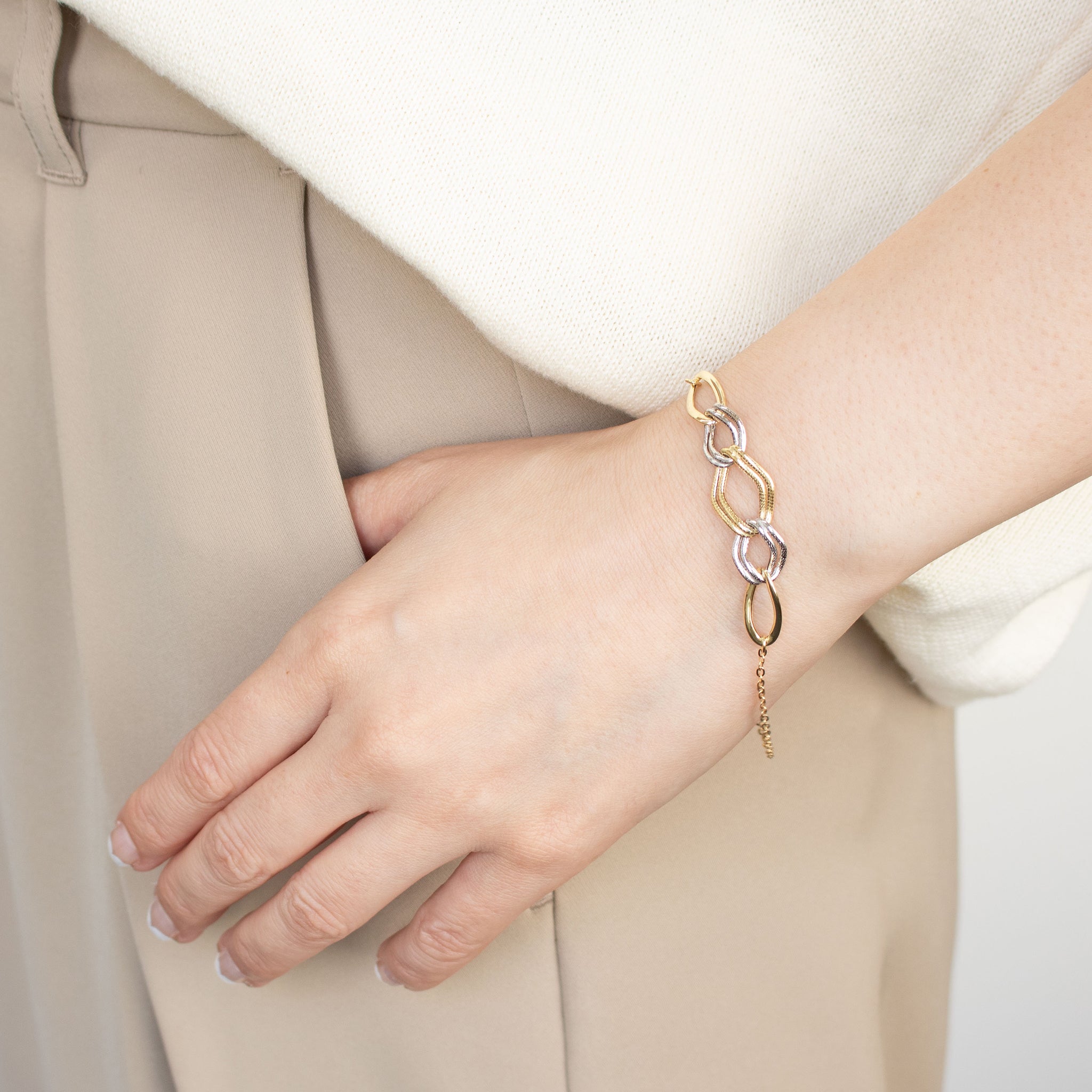 K18ブレスレット(コンビカラー/イタリア製)《25T10321》