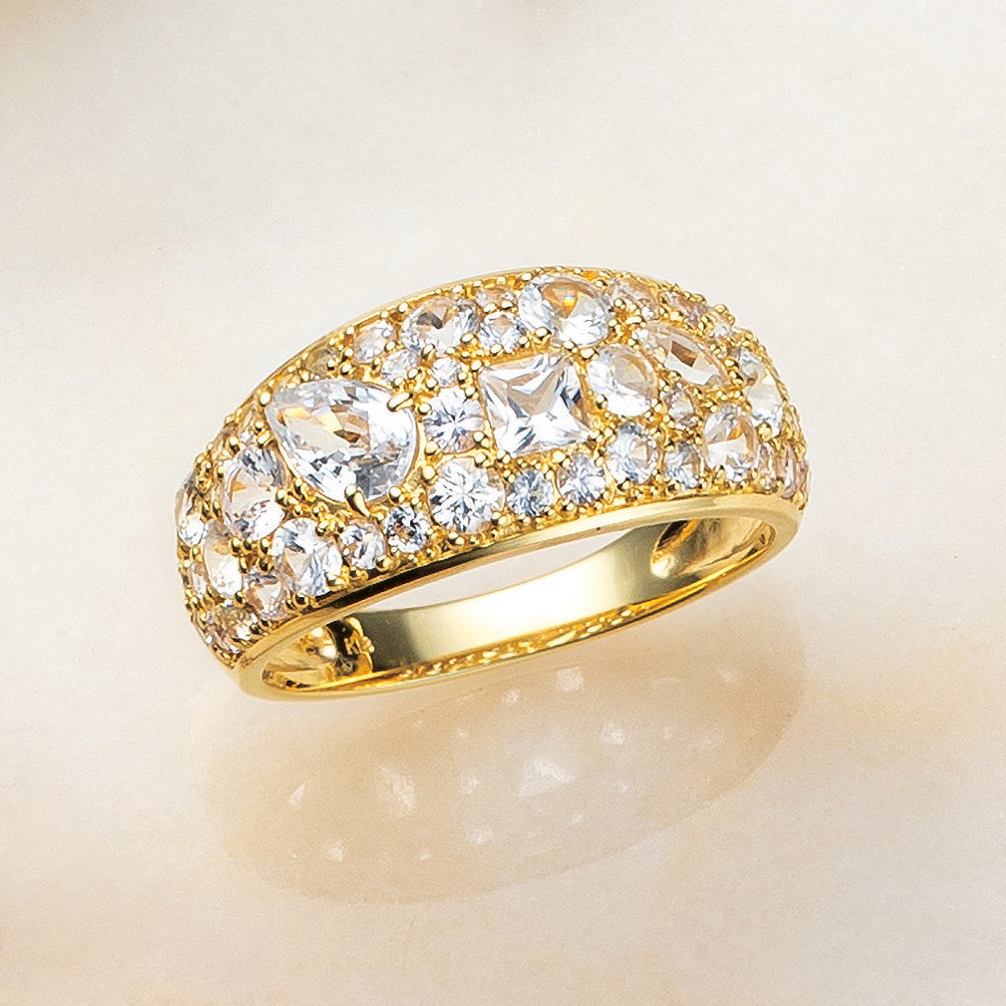 ホワイトサファイア K18リング(9月誕生石/鑑別書付)《25V00202