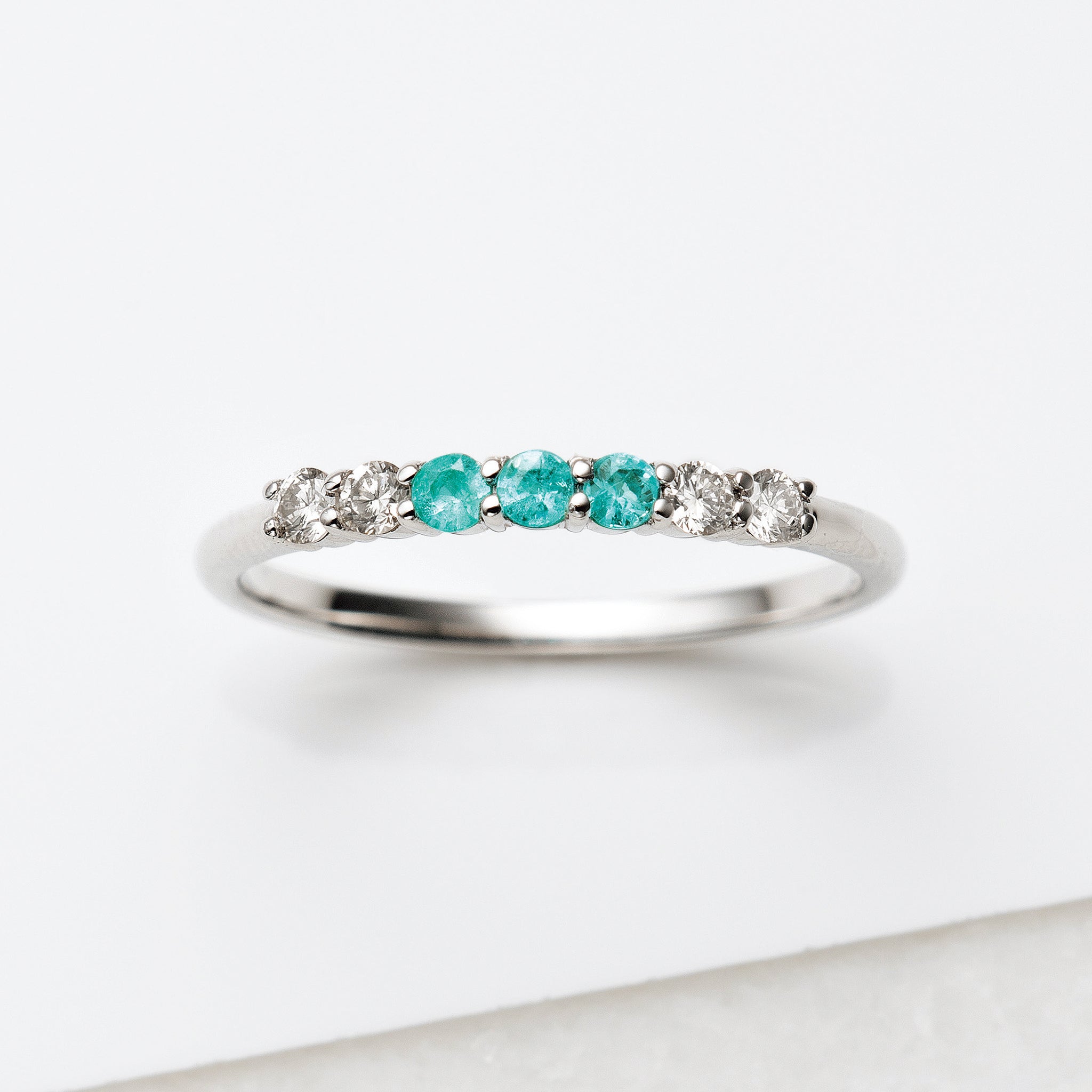 パライバトルマリン/ダイヤモンド プラチナリング(10月誕生石)《25V00501》