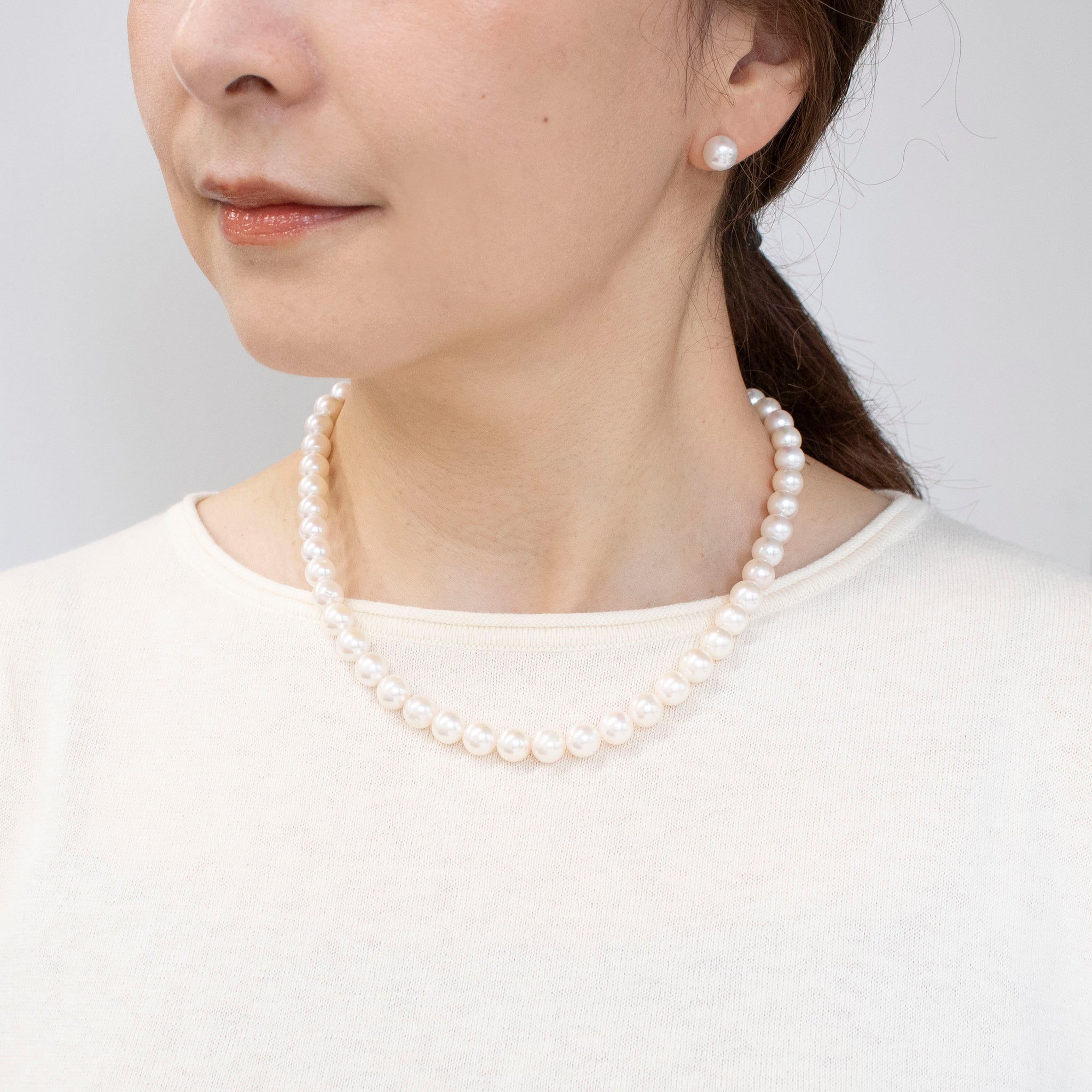 【限定6点】パール ネックレス&ピアス(アコヤ真珠/8mm/2点セット/6月誕生石/鑑別書付)《25V00701-P》