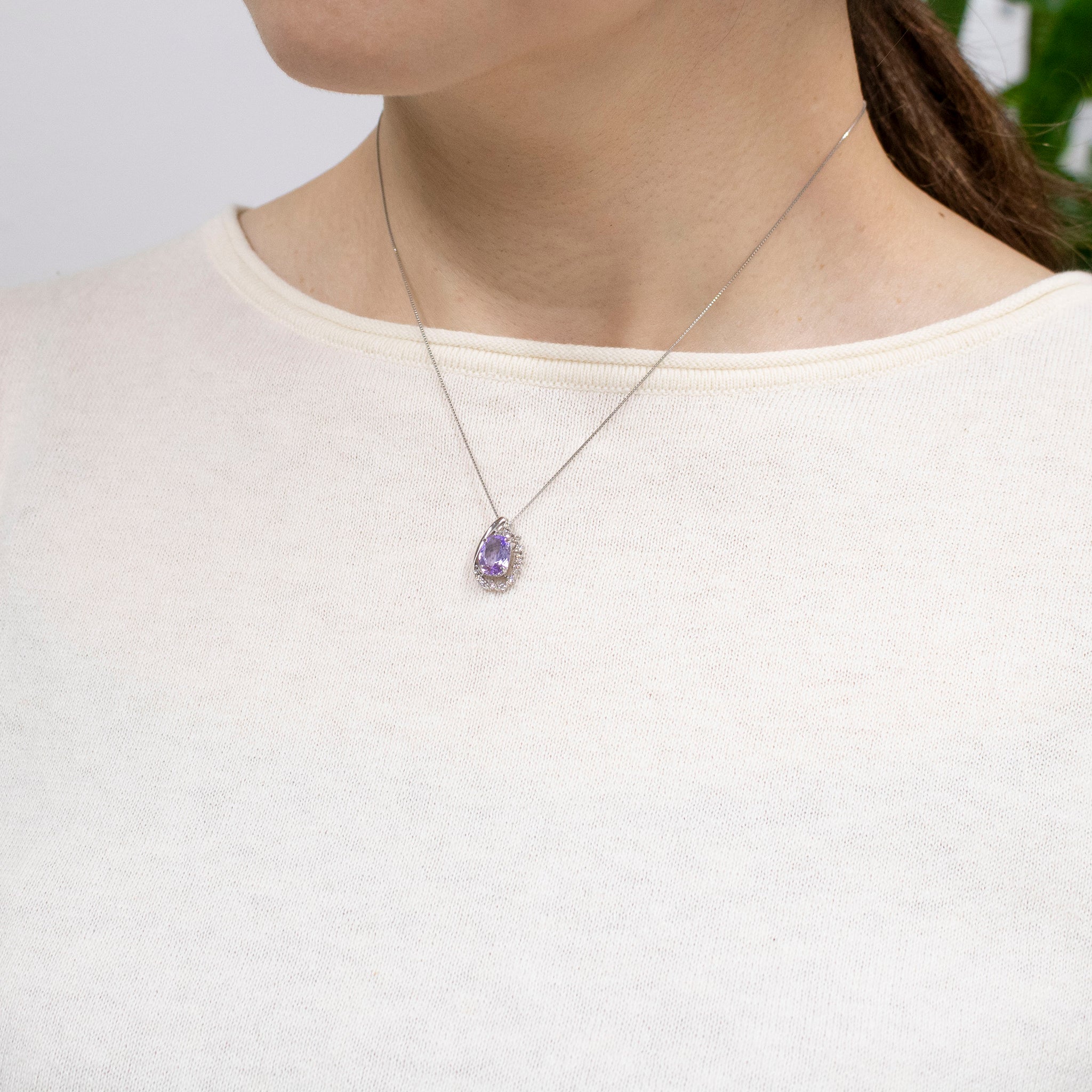 ゾイサイト/ダイヤモンド プラチナネックレス(鑑別書付)《25V00702》