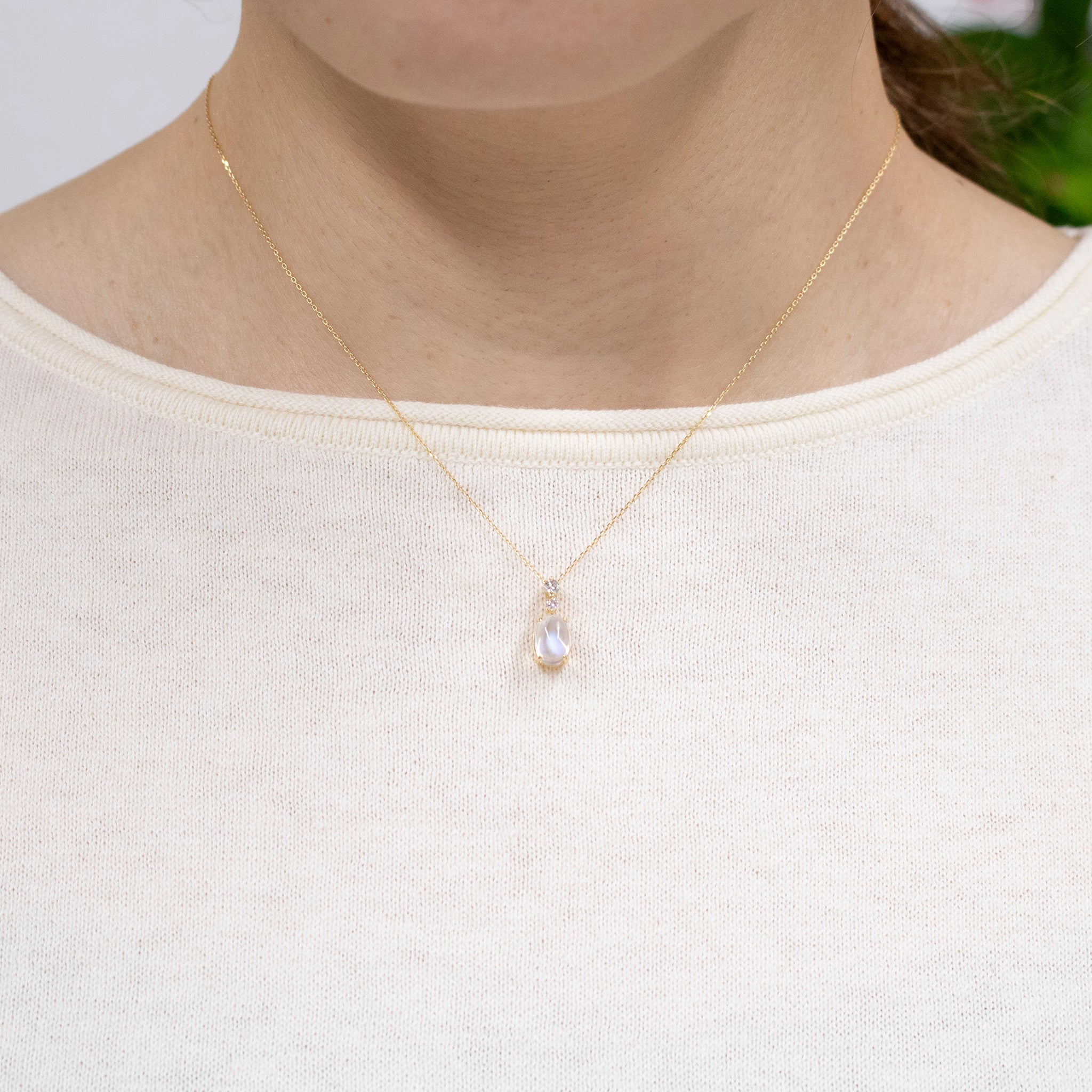 アンデシンラブラドライト/ダイヤモンド K18ネックレス《25V00703》