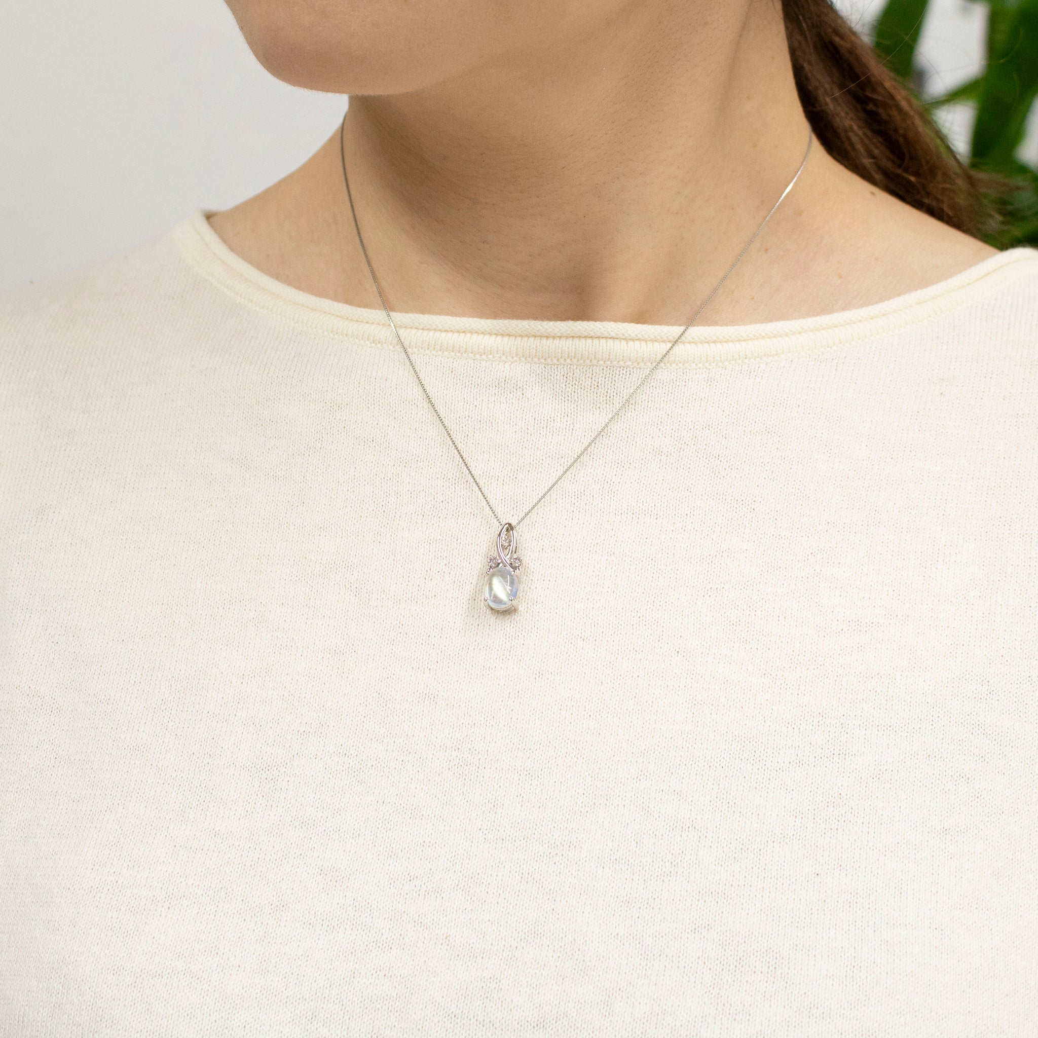 ラブラドライト/ダイヤモンド プラチナネックレス《25V00704》