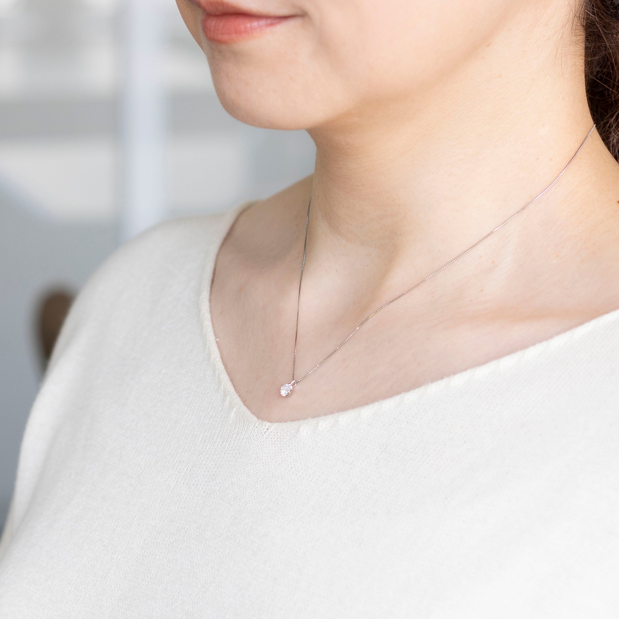 ダイヤモンド プラチナネックレス(0.2カラット/Dカラー/VVS1/EX/4月誕生石/グレーディングレポート付)《25V01106》