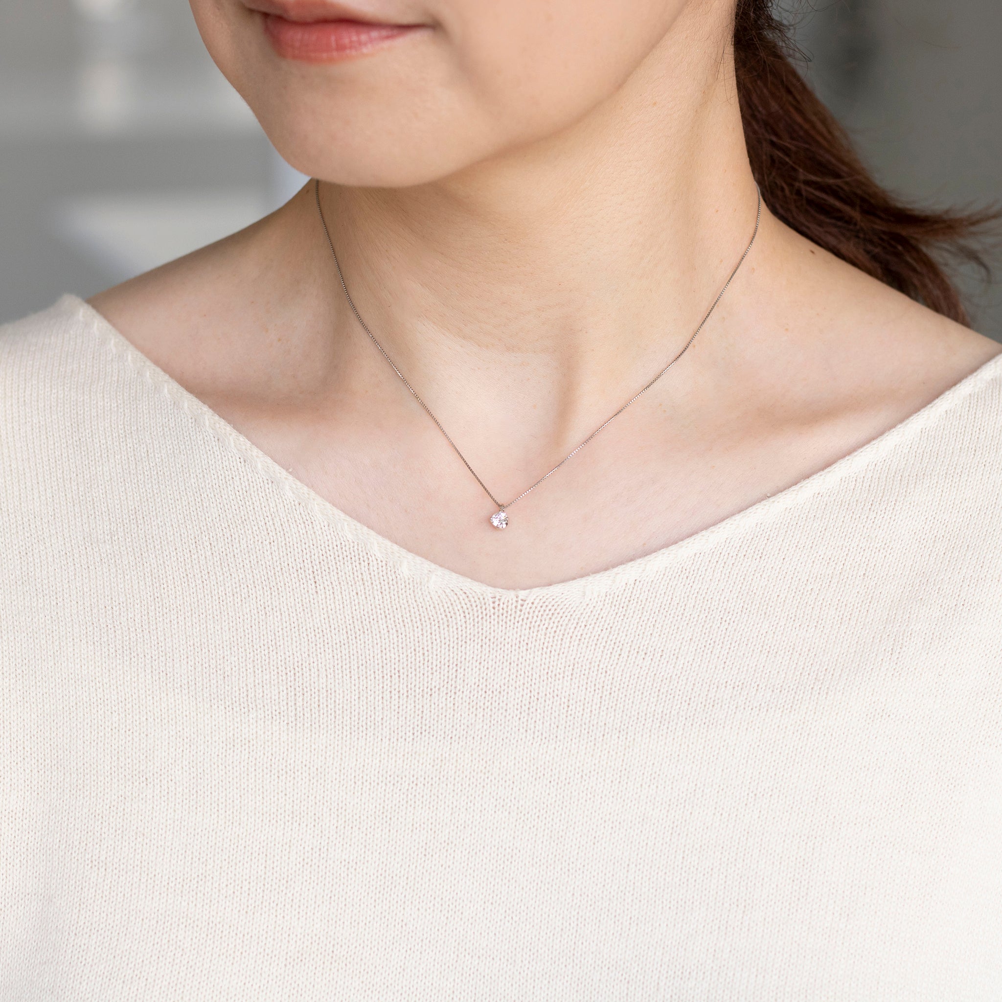 ダイヤモンド プラチナネックレス(0.2カラット/Dカラー/VVS1/EX/4月誕生石/グレーディングレポート付)《25V01106》