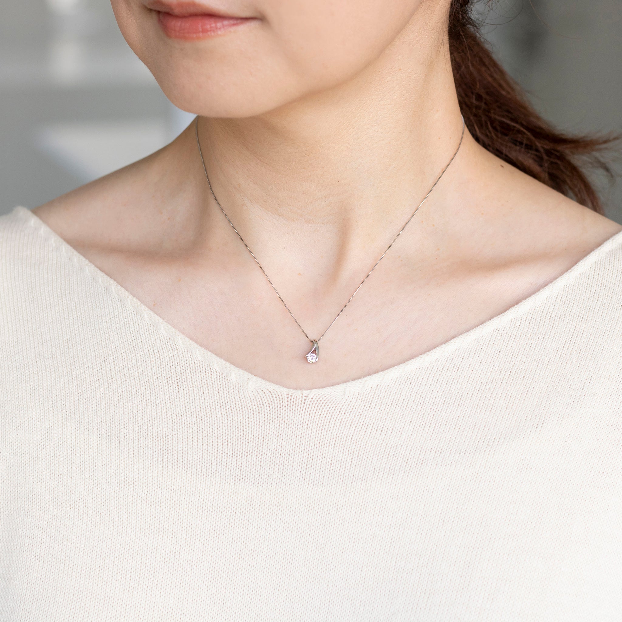 ダイヤモンド プラチナネックレス(0.2カラット/Dカラー/SIクラス/EX/4月誕生石/グレーディングレポート付)《25V01109》