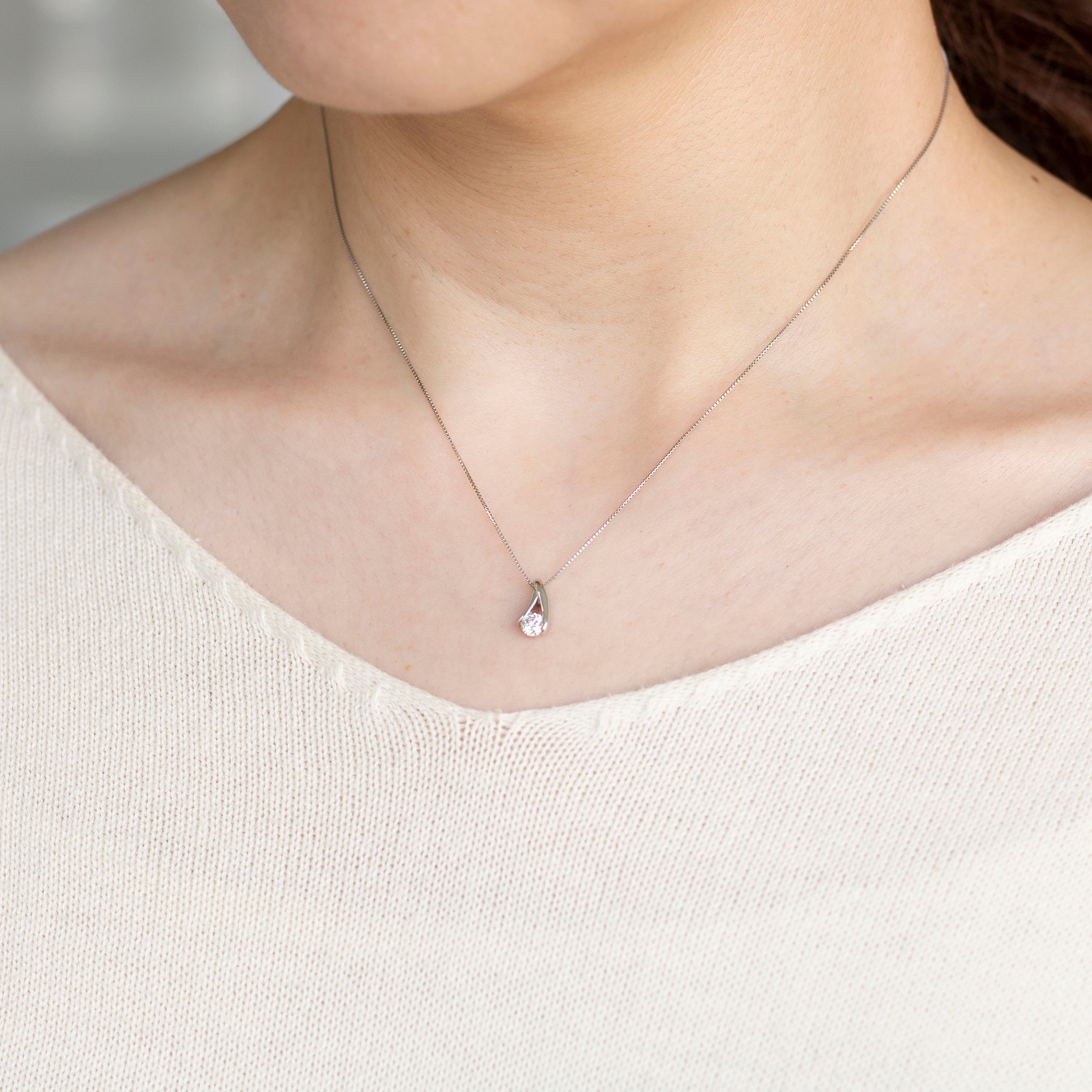 ダイヤモンド プラチナネックレス(0.2カラット/Dカラー/SIクラス/EX/4月誕生石/グレーディングレポート付)《25V01109》