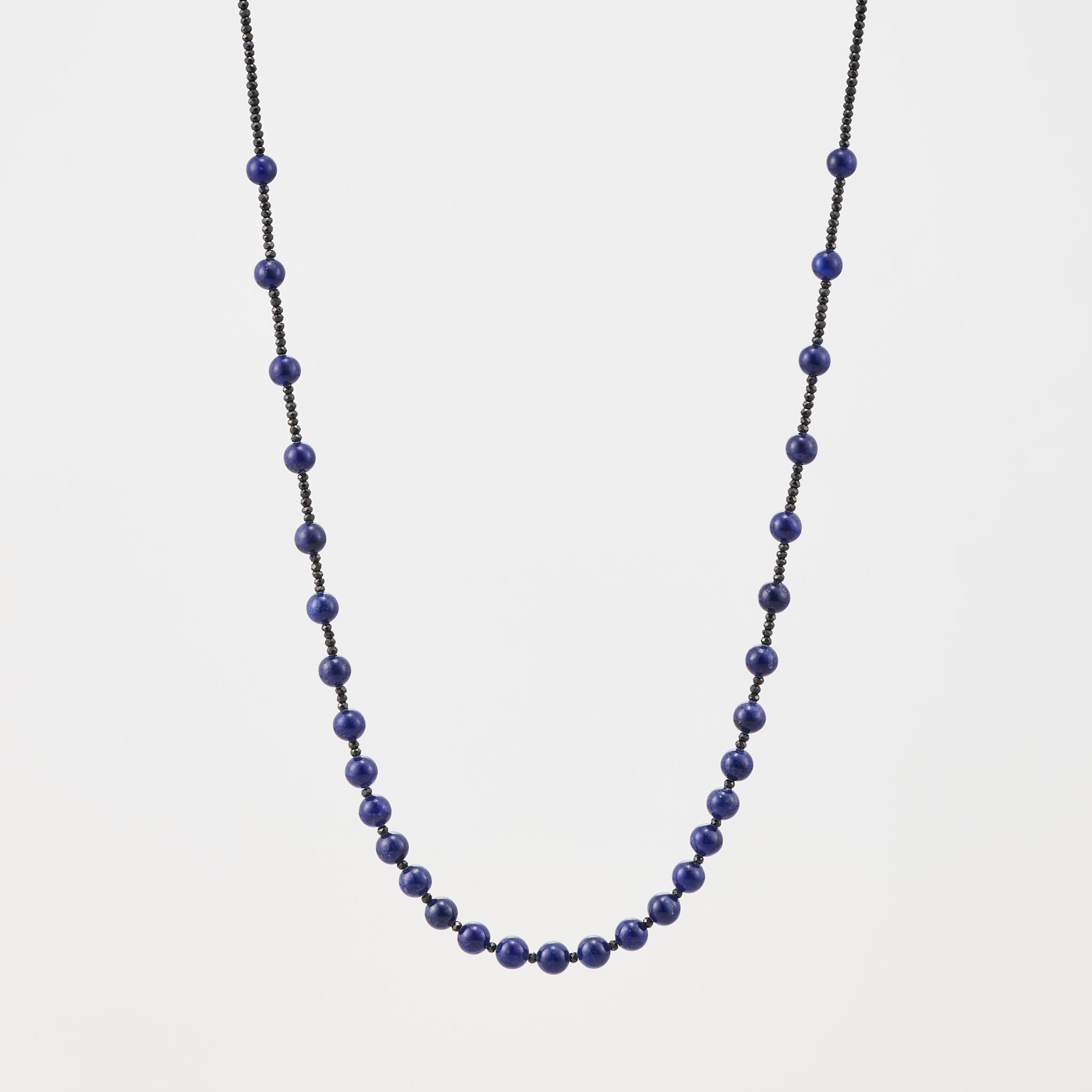 ラピスラズリ/ブラックスピネル シルバーネックレス(ロング/70cm)《25V01209》