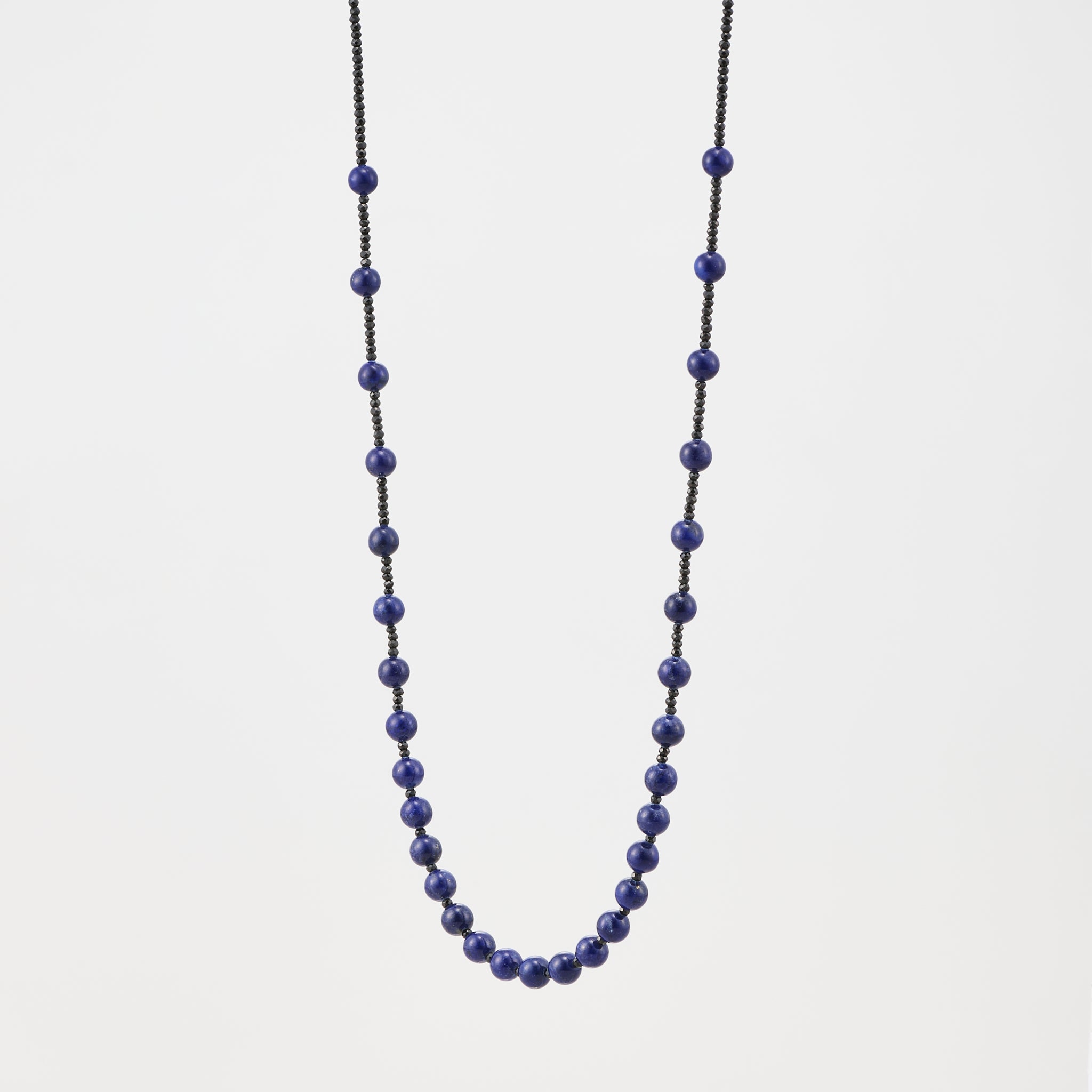 ラピスラズリ/ブラックスピネル シルバーネックレス(ロング/70cm)《25V01209》