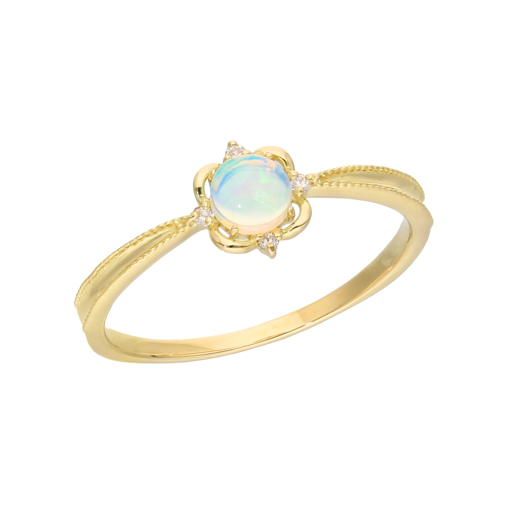 オパール/ダイヤモンド K18リング(10月誕生石)《25V01301》